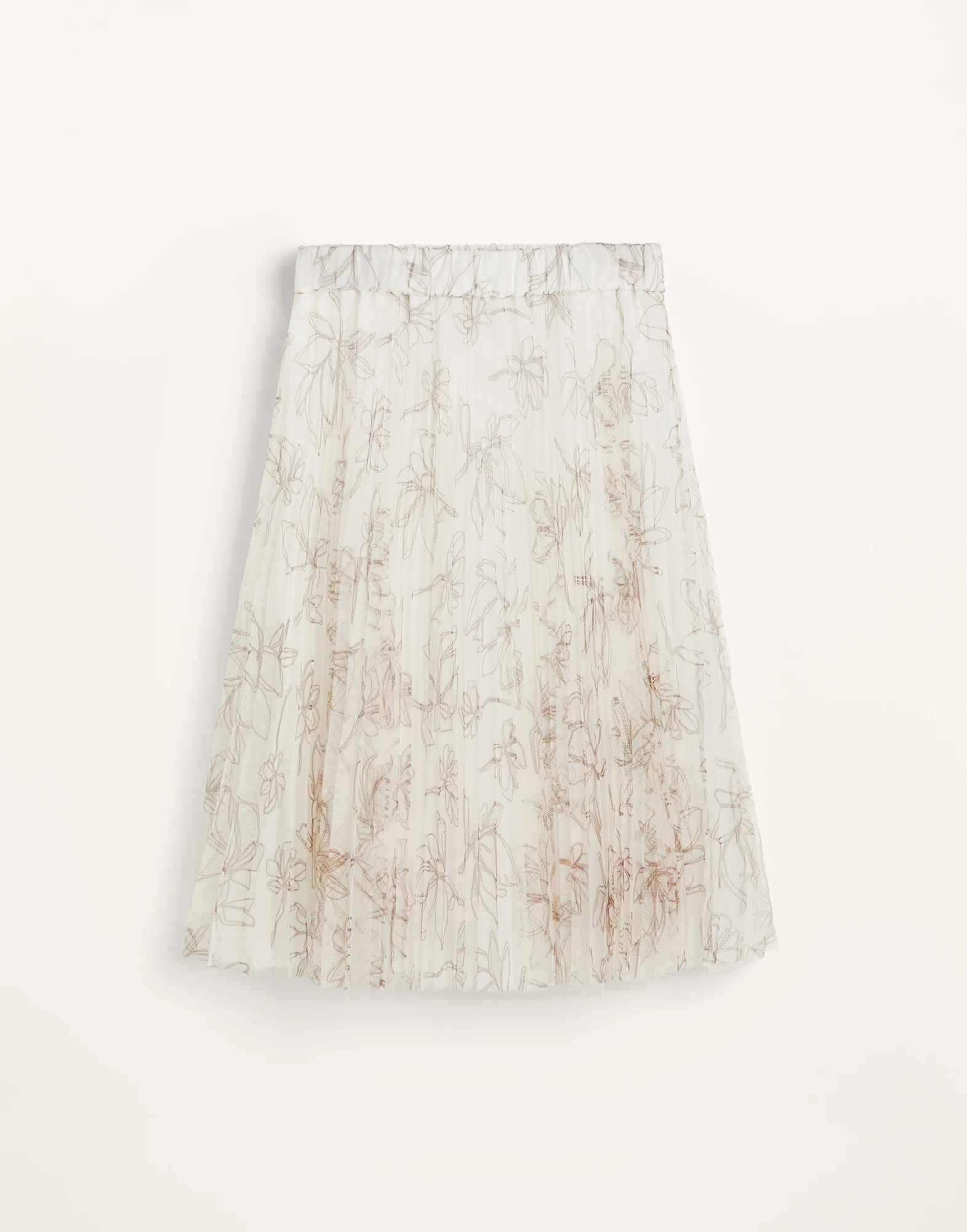 Flower doodle tulle pleated skirt