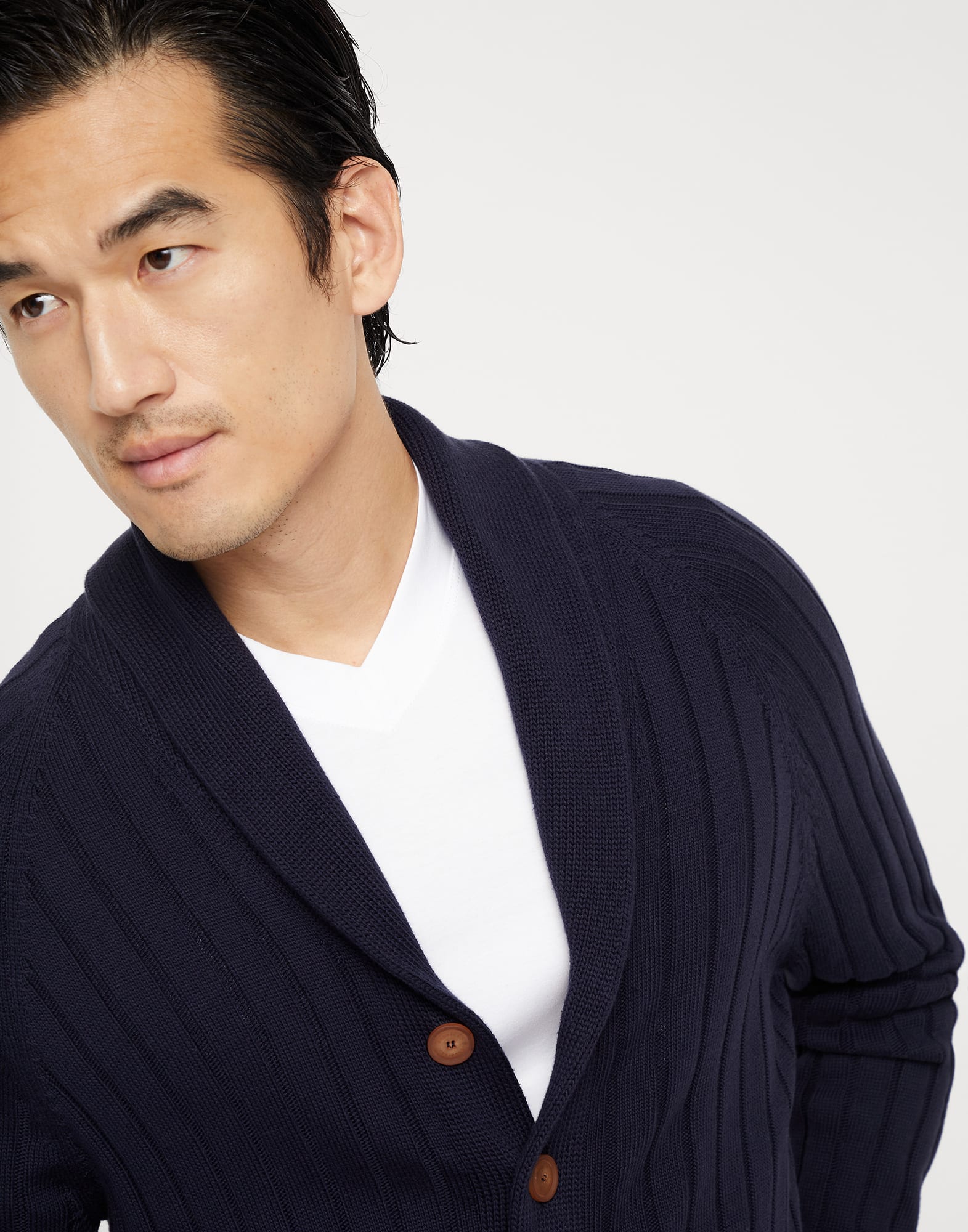 Cotton rib knit cardigan