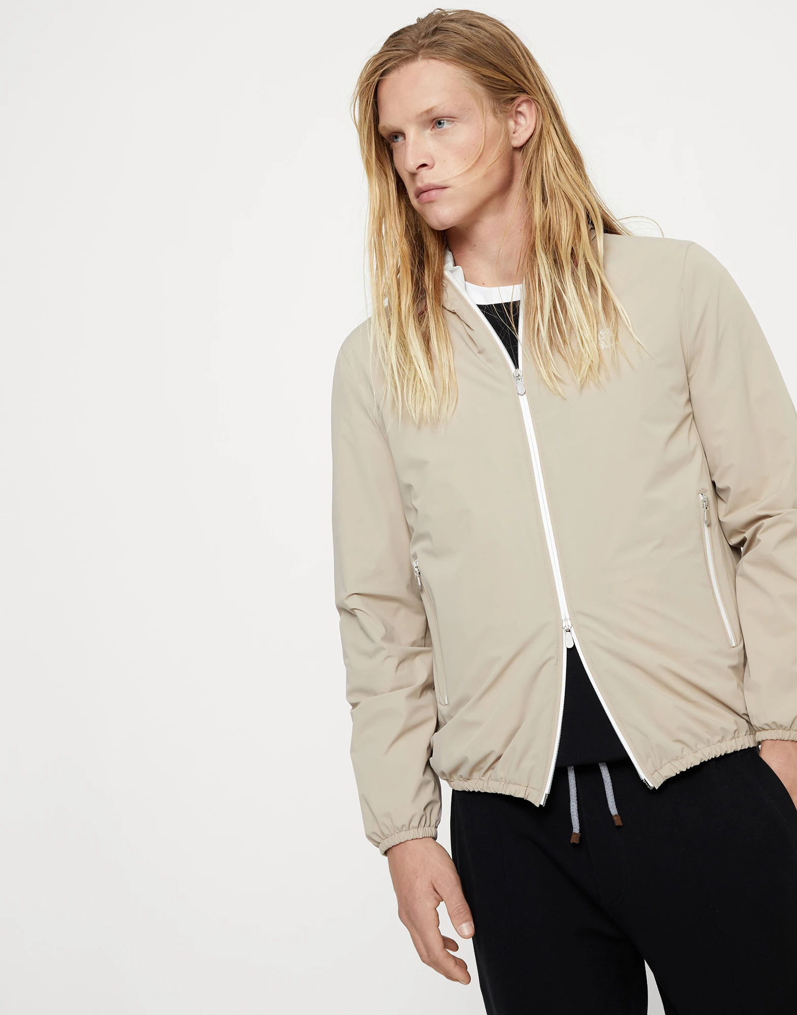 Bonded nylon hooded outerwear jacket