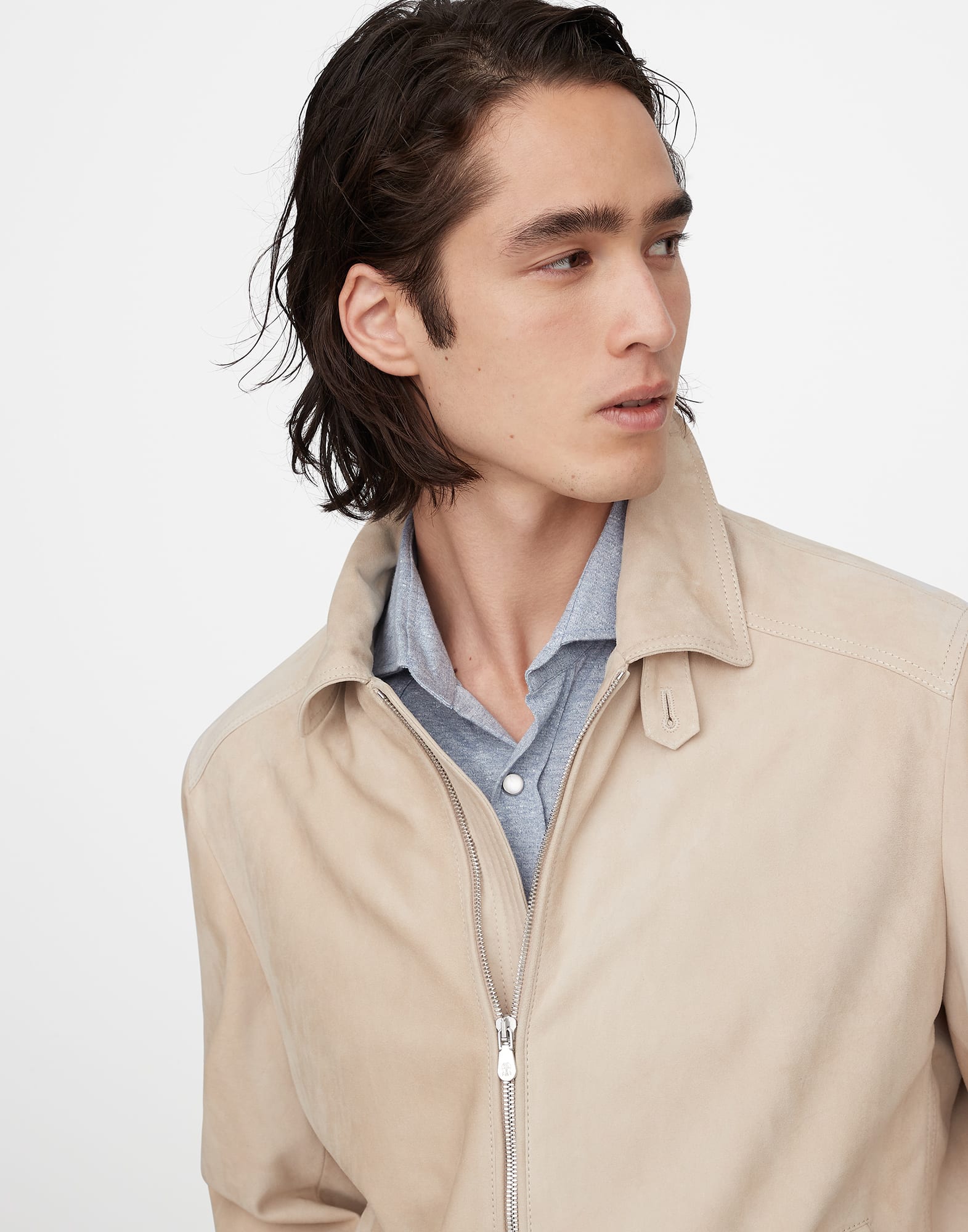 Suede outerwear jacket