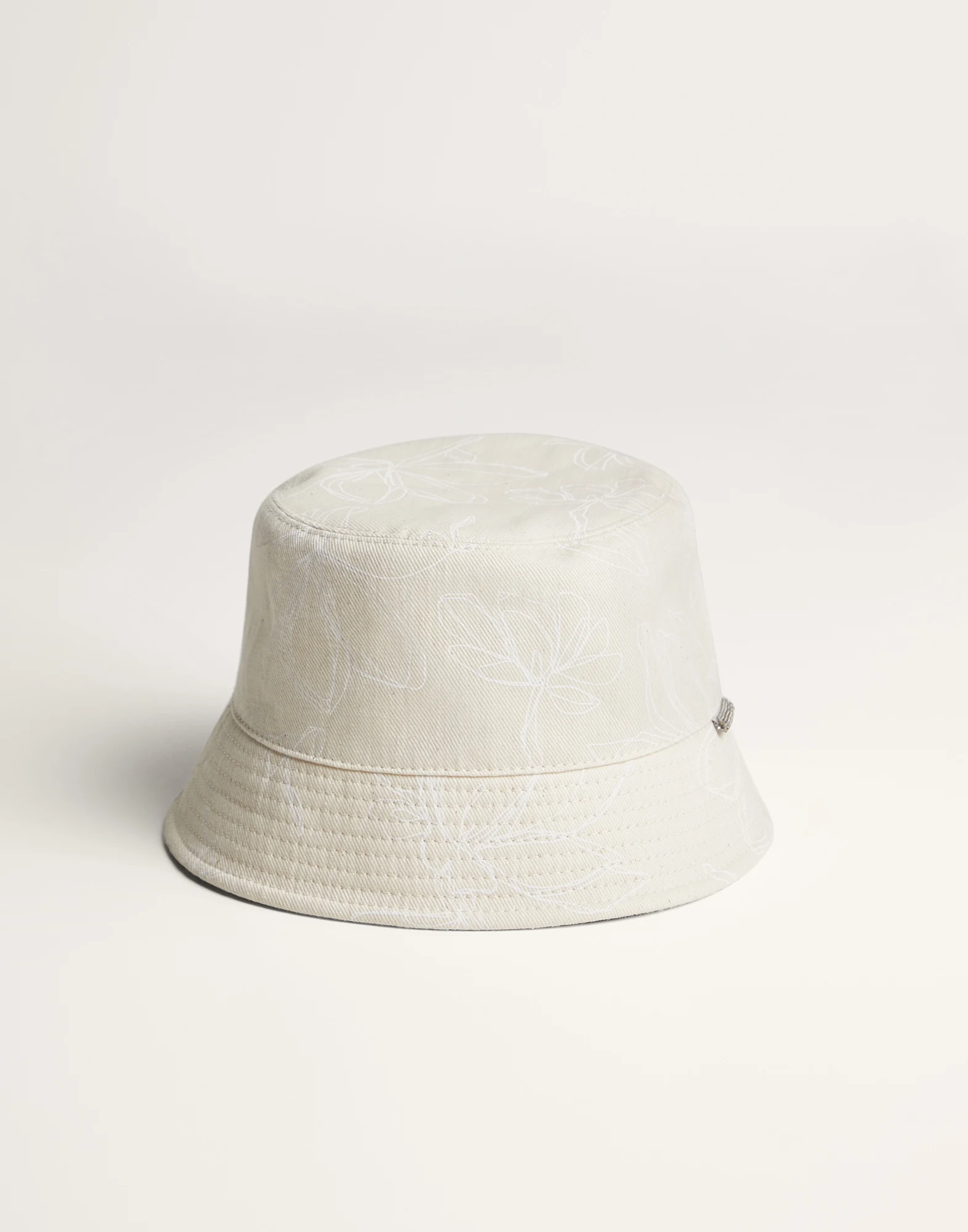 Bucket hat in flower doodle denim with monili