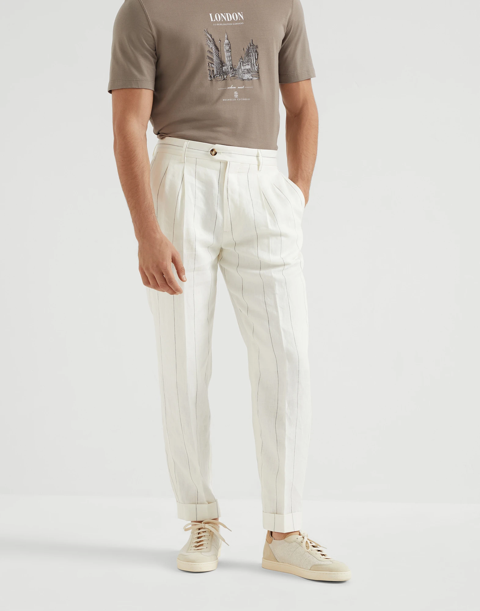 Wide chalk stripe trousers