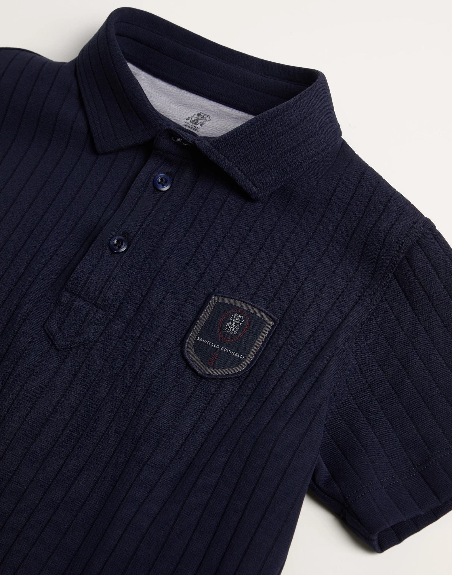 Cotton ribbed jersey polo with tennis badge