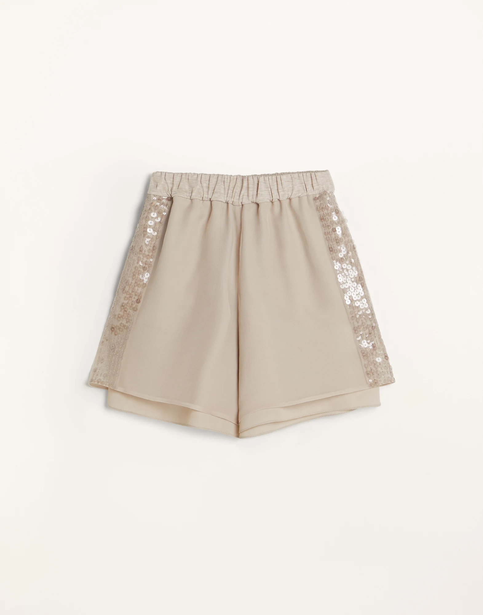 Crispy silk and stretch cotton jersey shorts with dazzling stripes