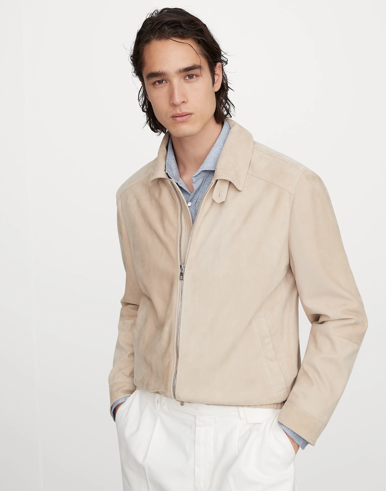 Suede outerwear jacket