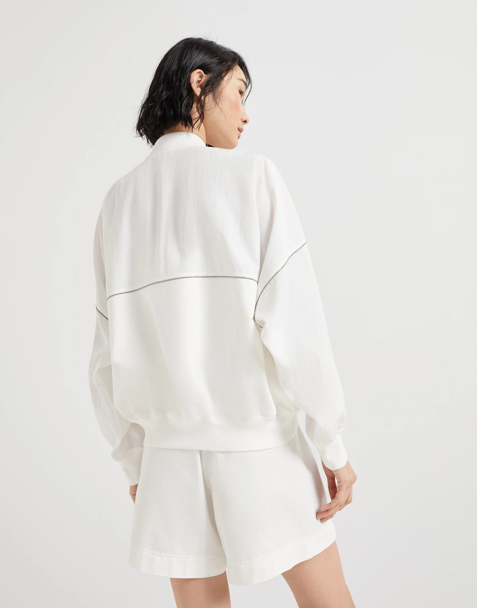 Paneled sweatshirt with monili