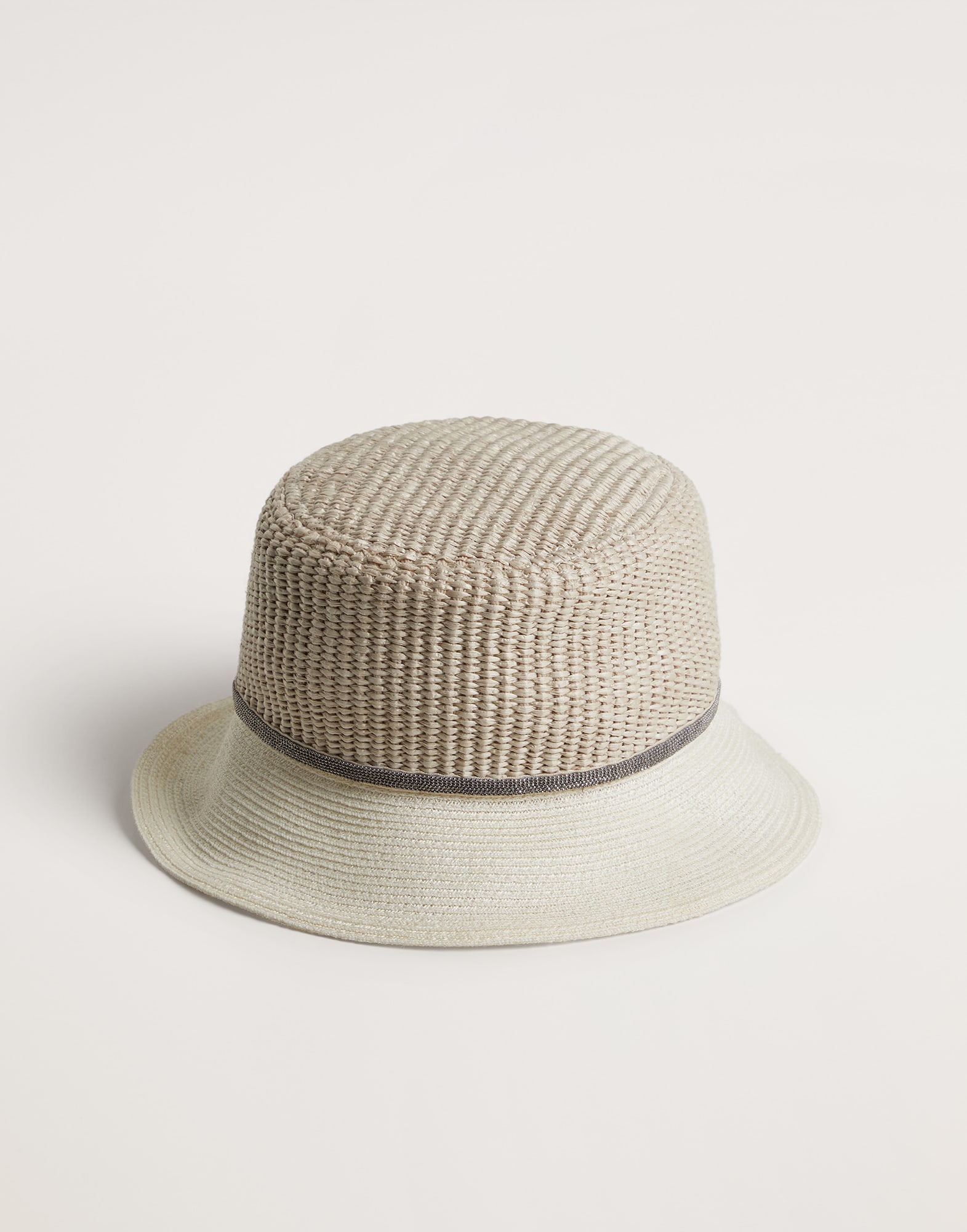 Raffia effect bucket hat with monili