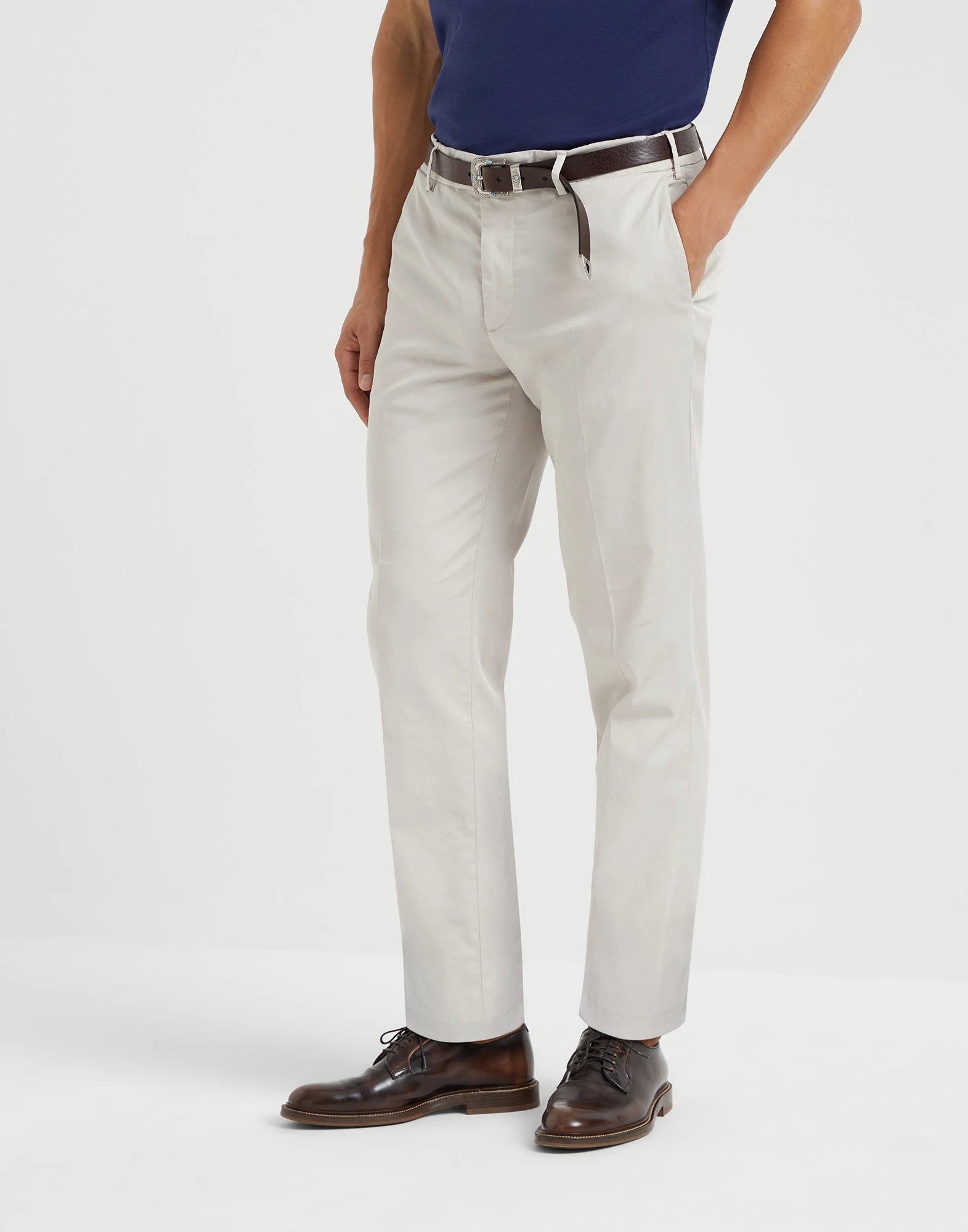 Gabardine garment dyed trousers