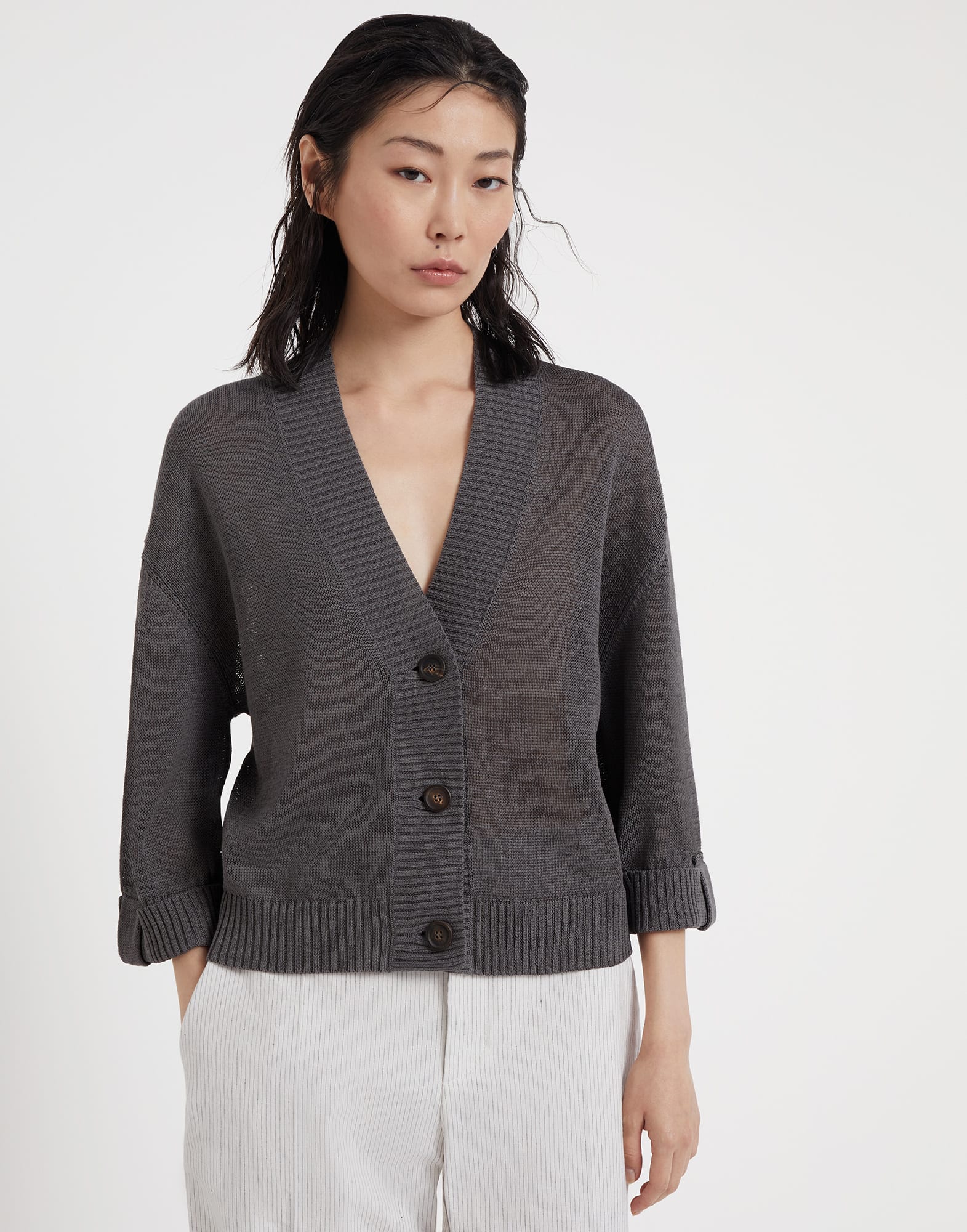 Cotton cardigan with shiny details