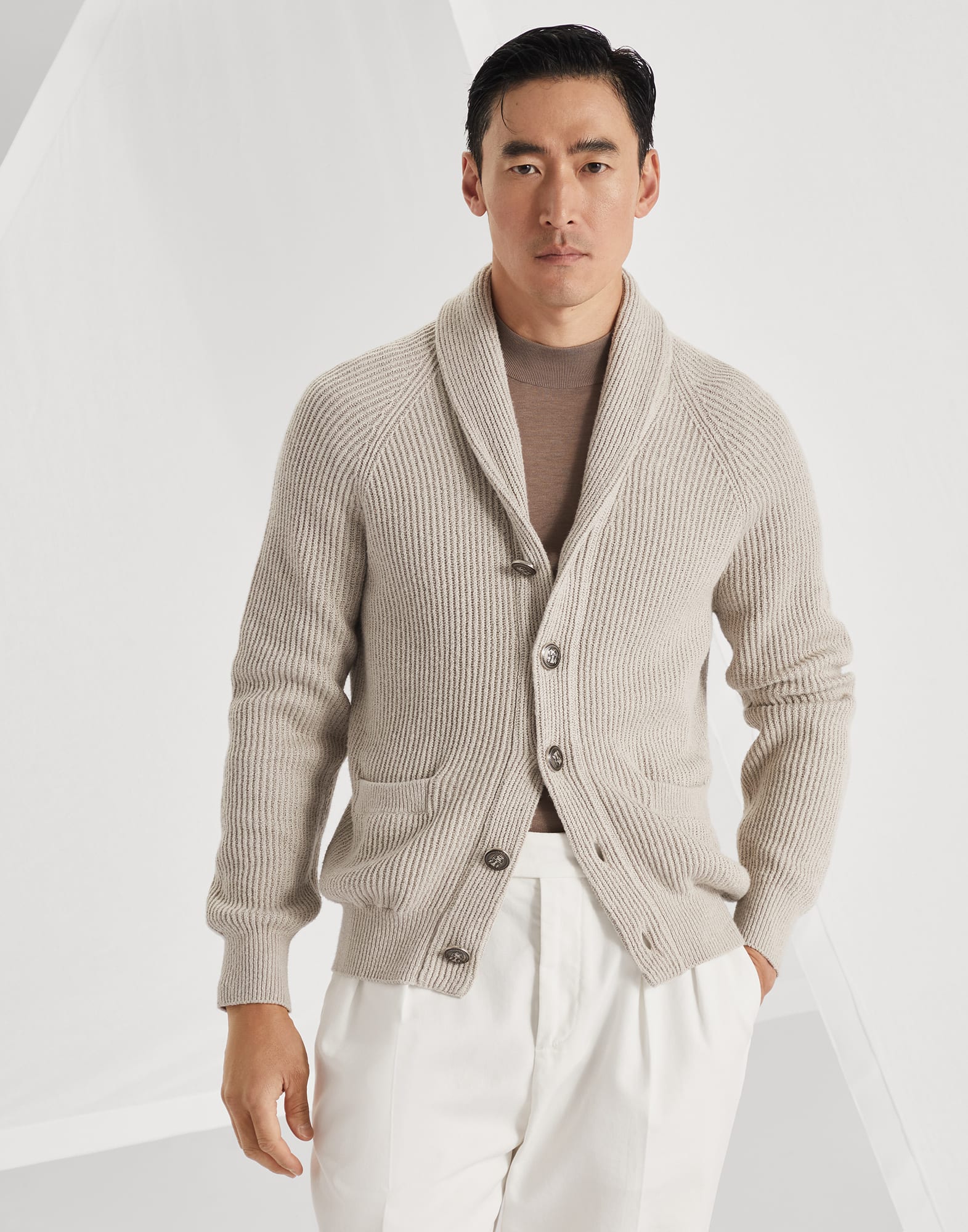 English rib knit cardigan