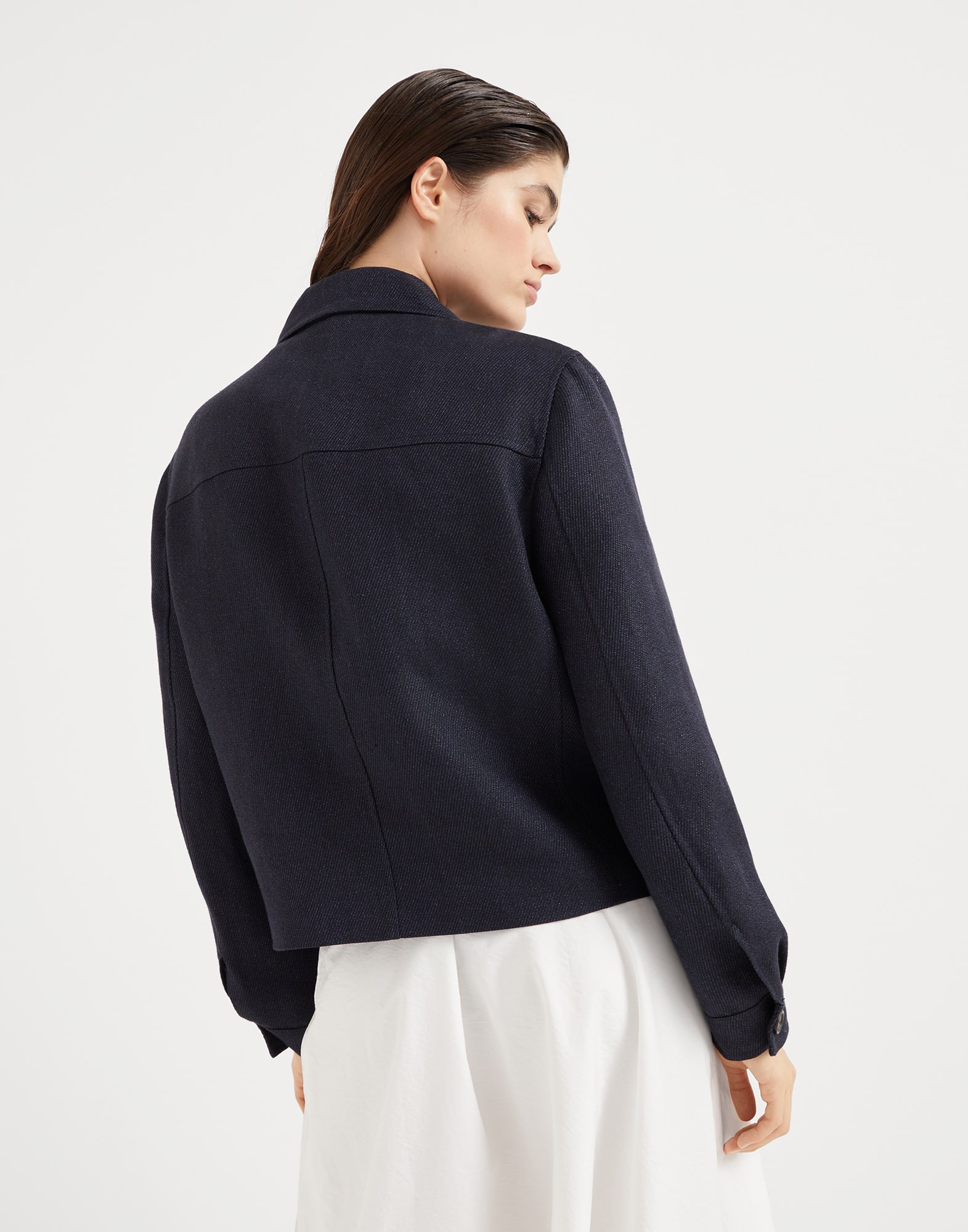 Crop caban jacket with monili