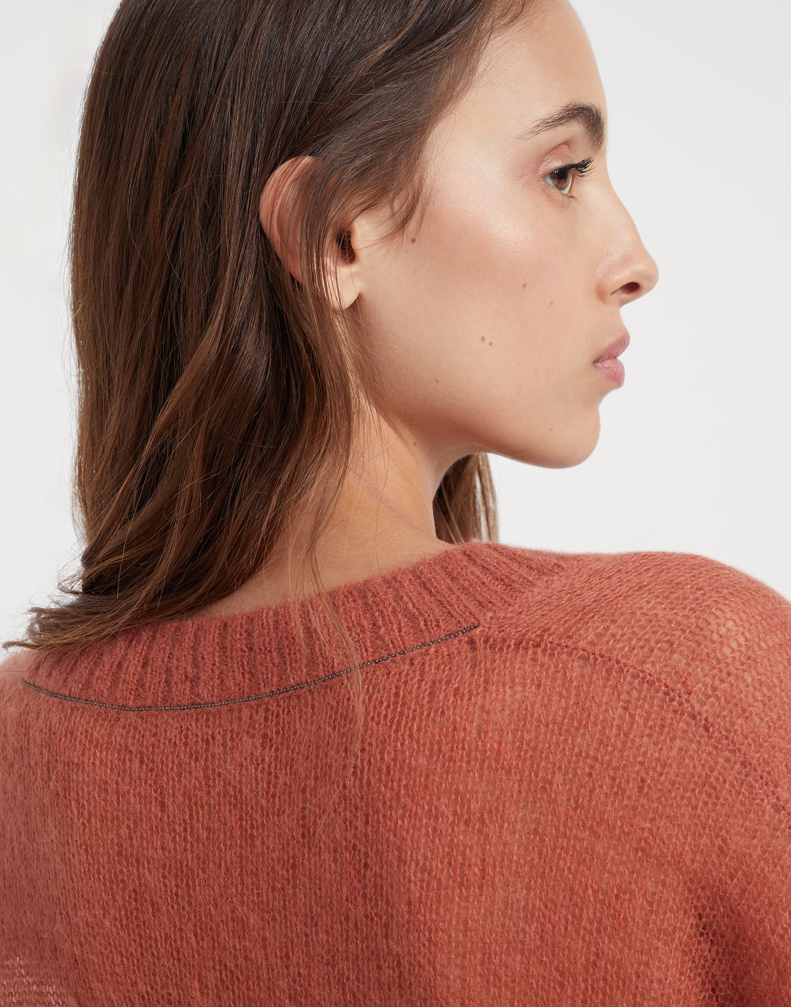 Mohair and wool sweater with monili