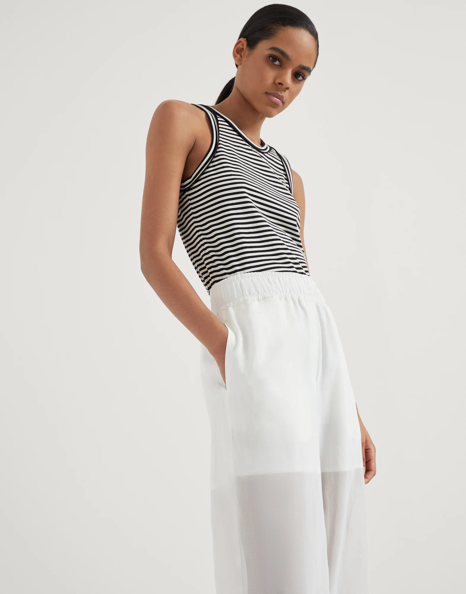Cotton organza loose trousers