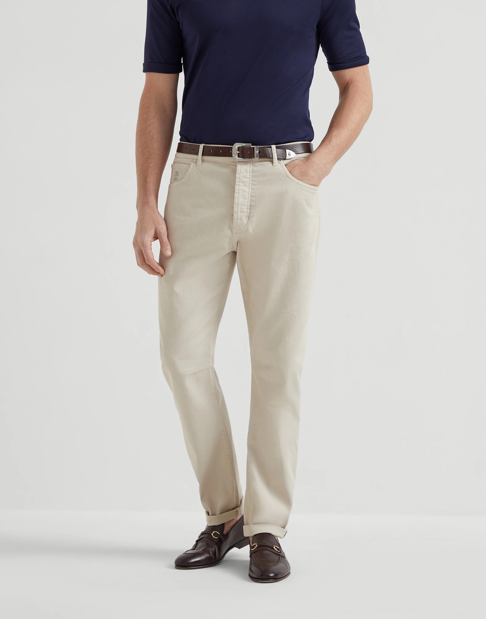 Dyed denim trousers