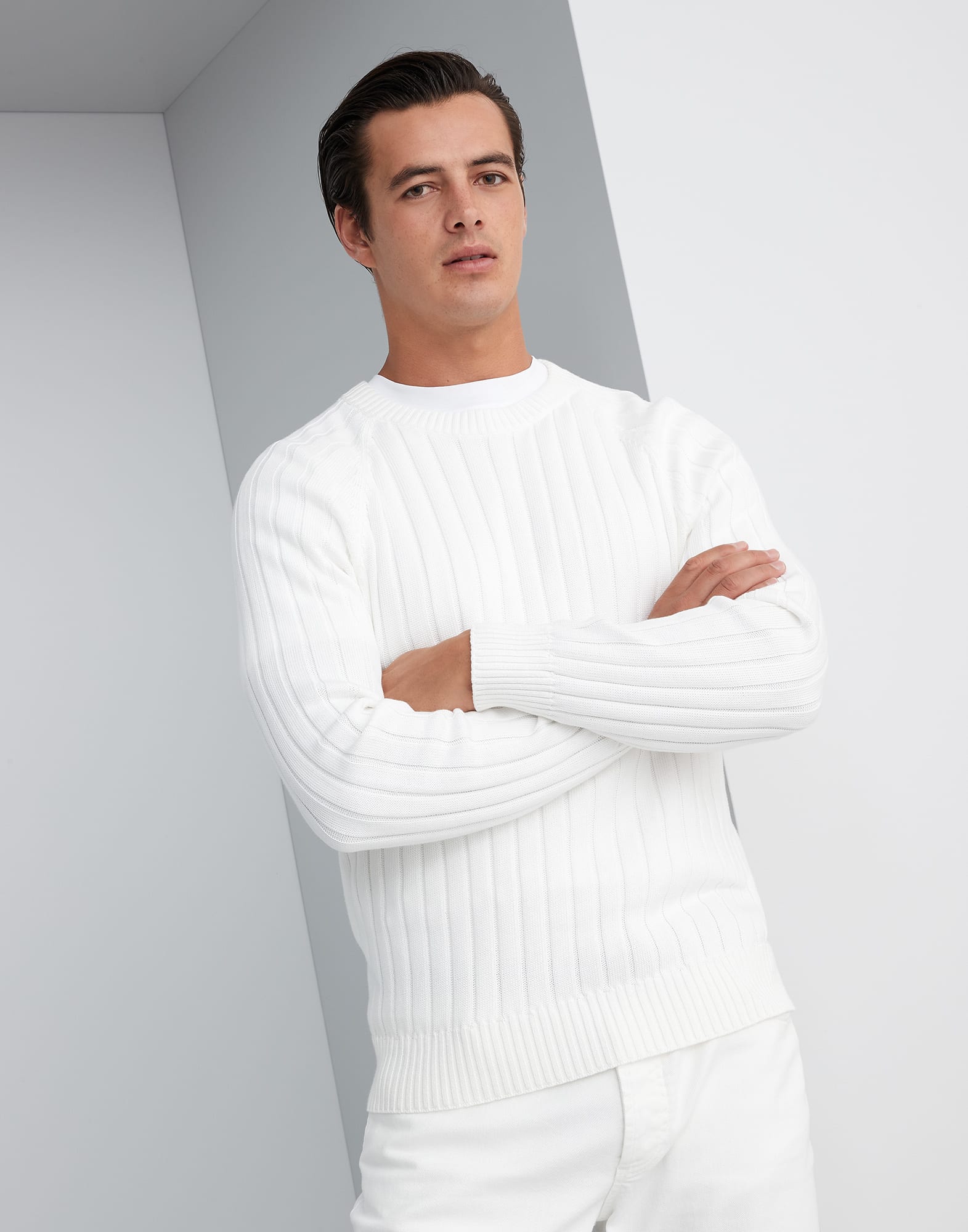 Cotton rib knit sweater
