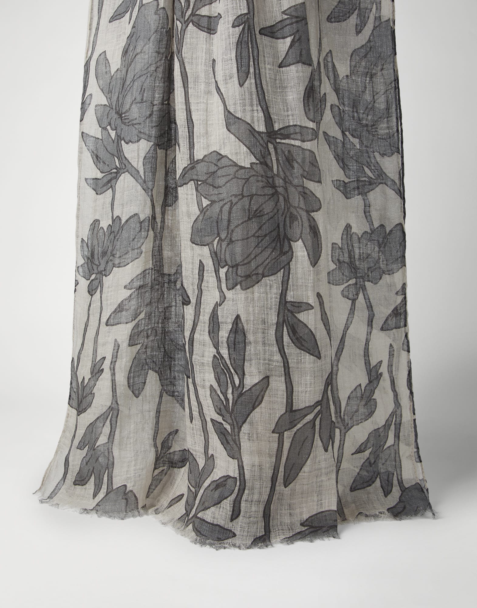Magnolia print linen scarf