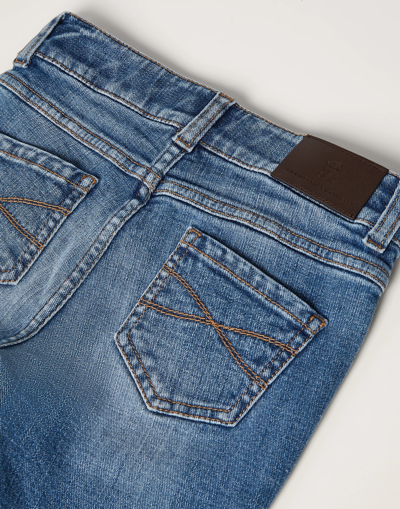 Comfort cotton denim slim fit trousers