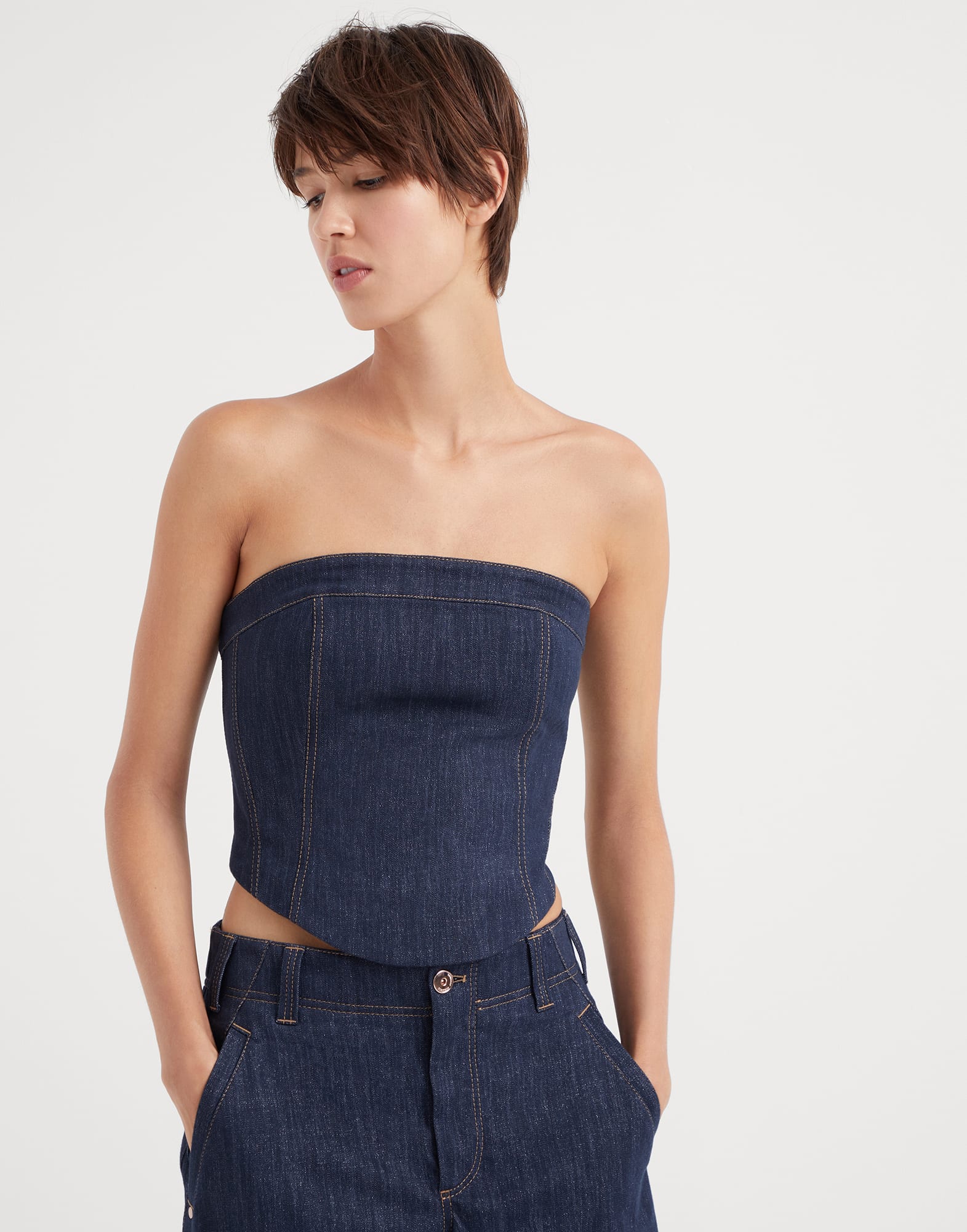 Sparkling denim bandeau top