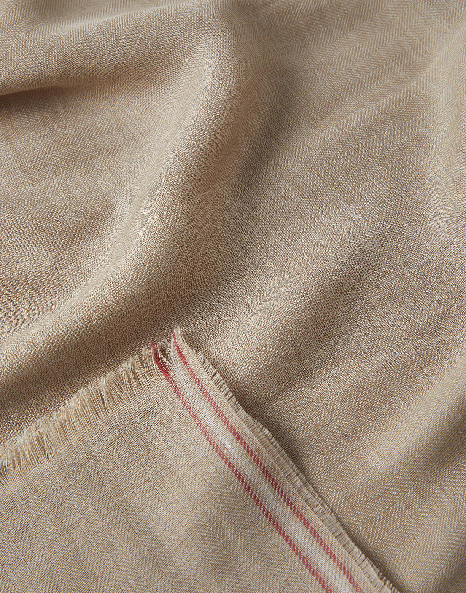 Linen and silk chevron scarf with selvedge