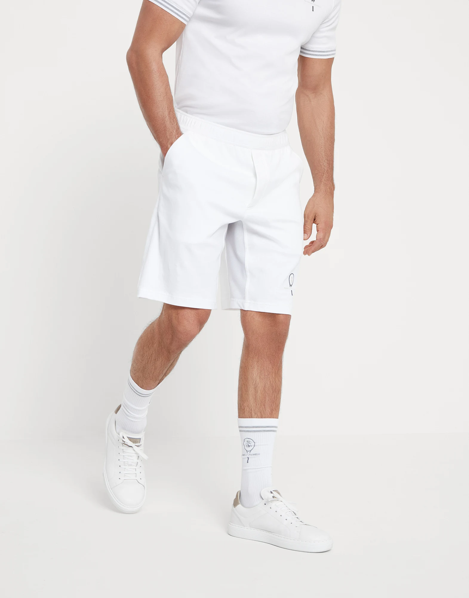 Cotton interlock Bermuda shorts with tennis logo