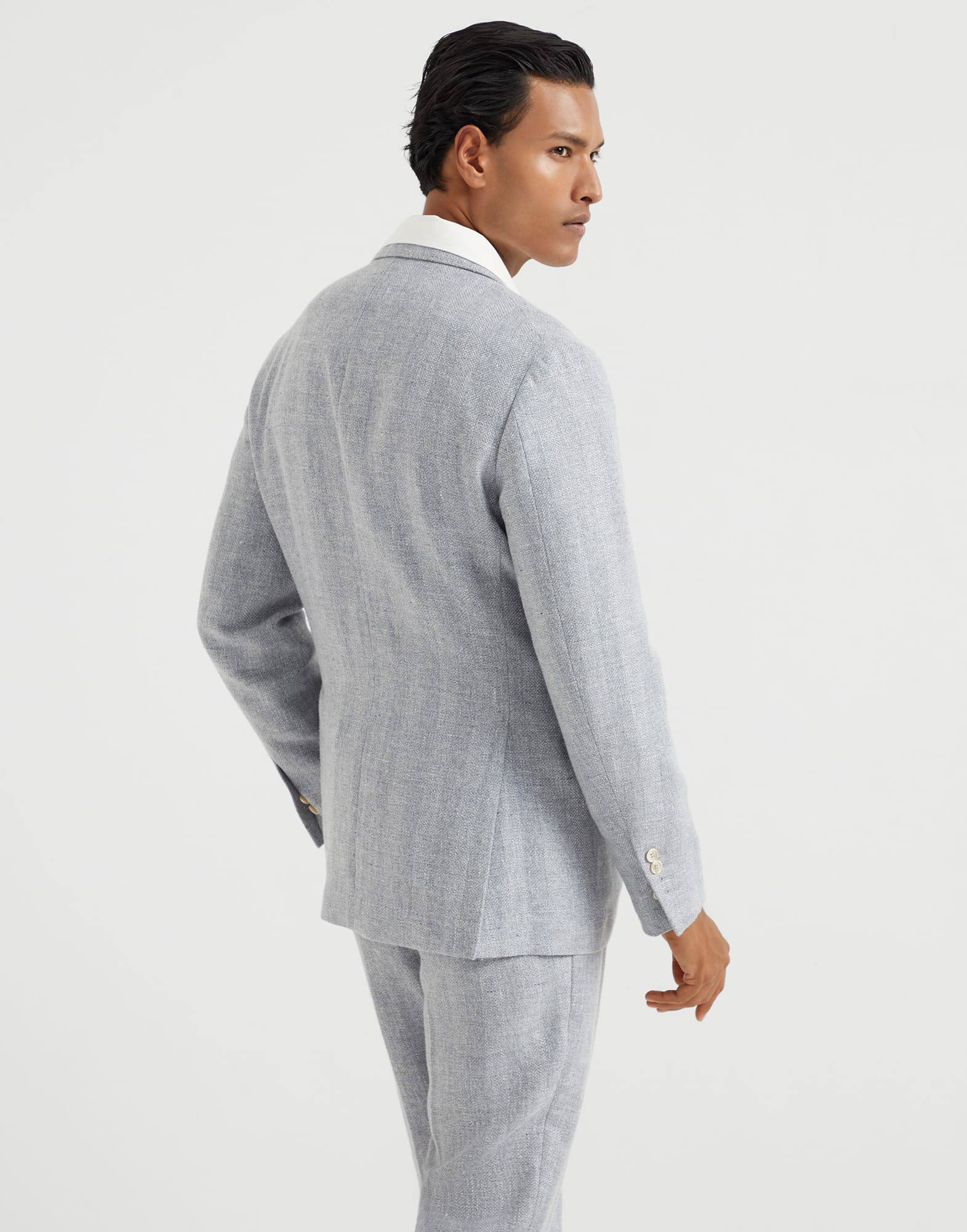 Diagonal twill unconstructed blazer