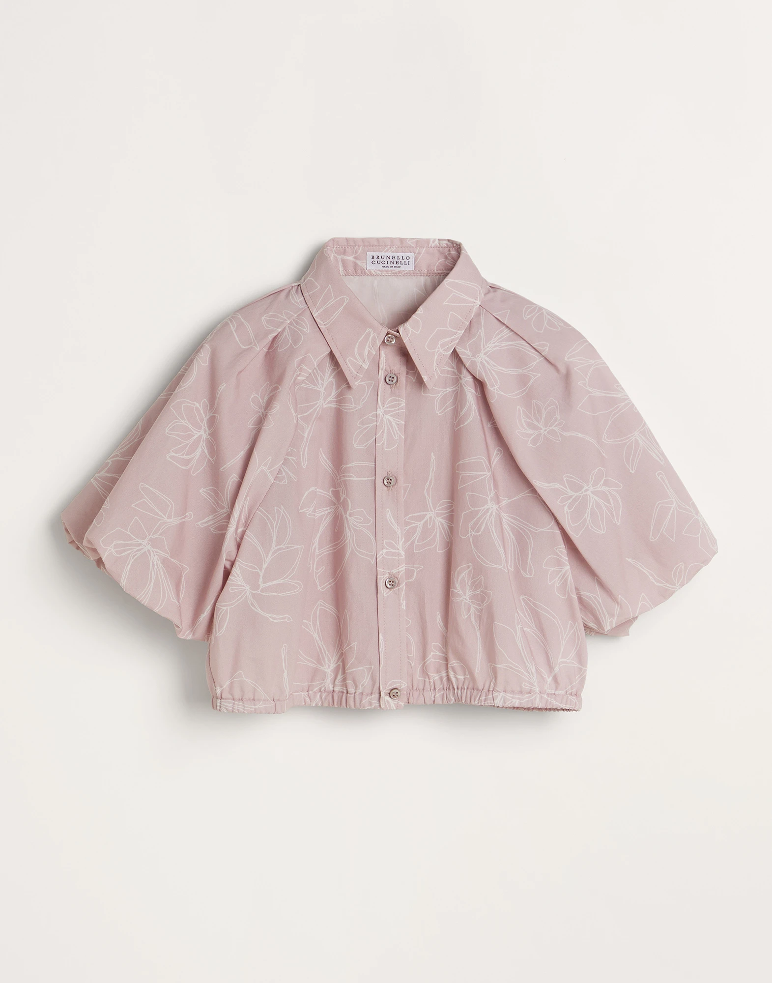 Flower doodle poplin shirt with monili