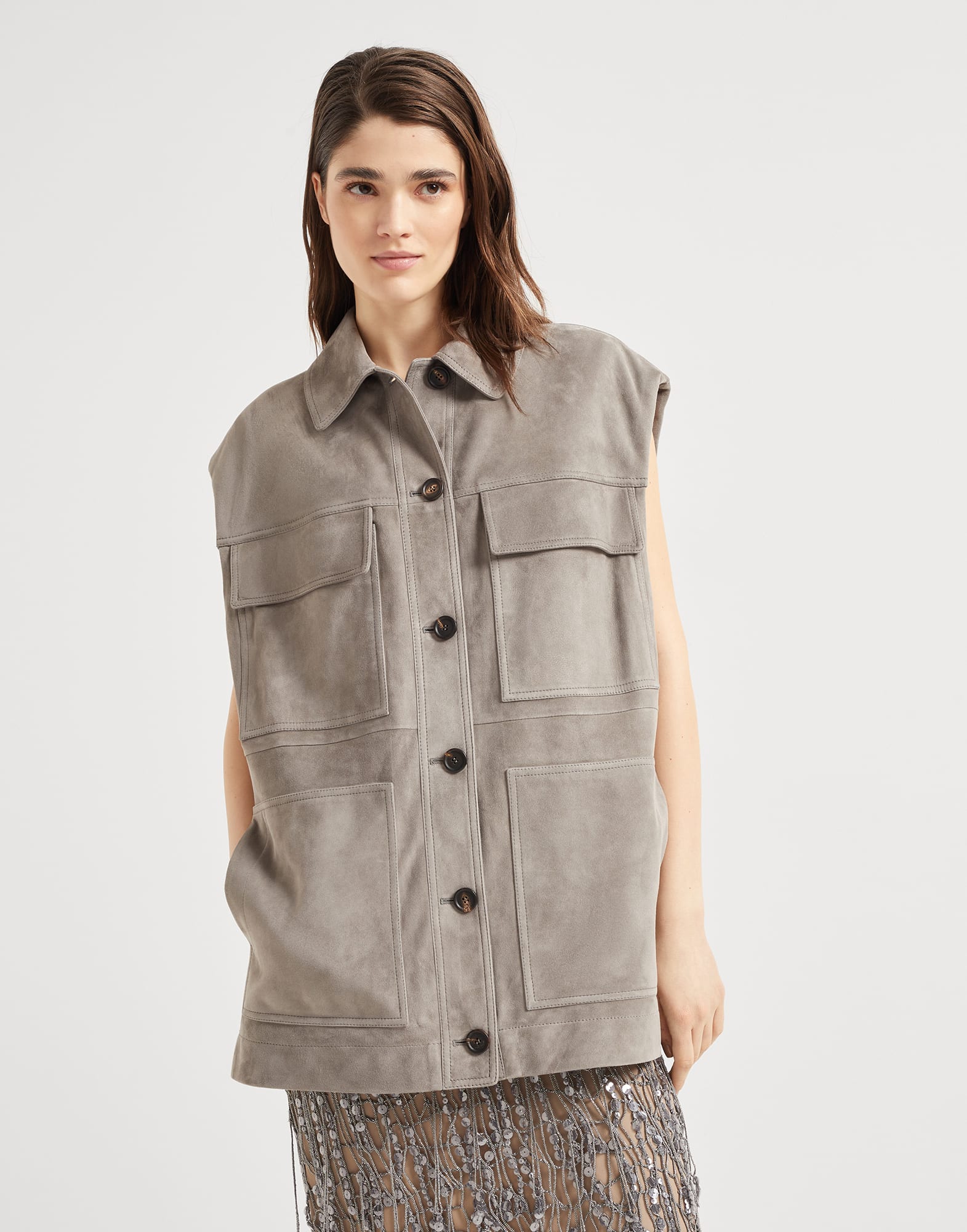 Couture suede vest