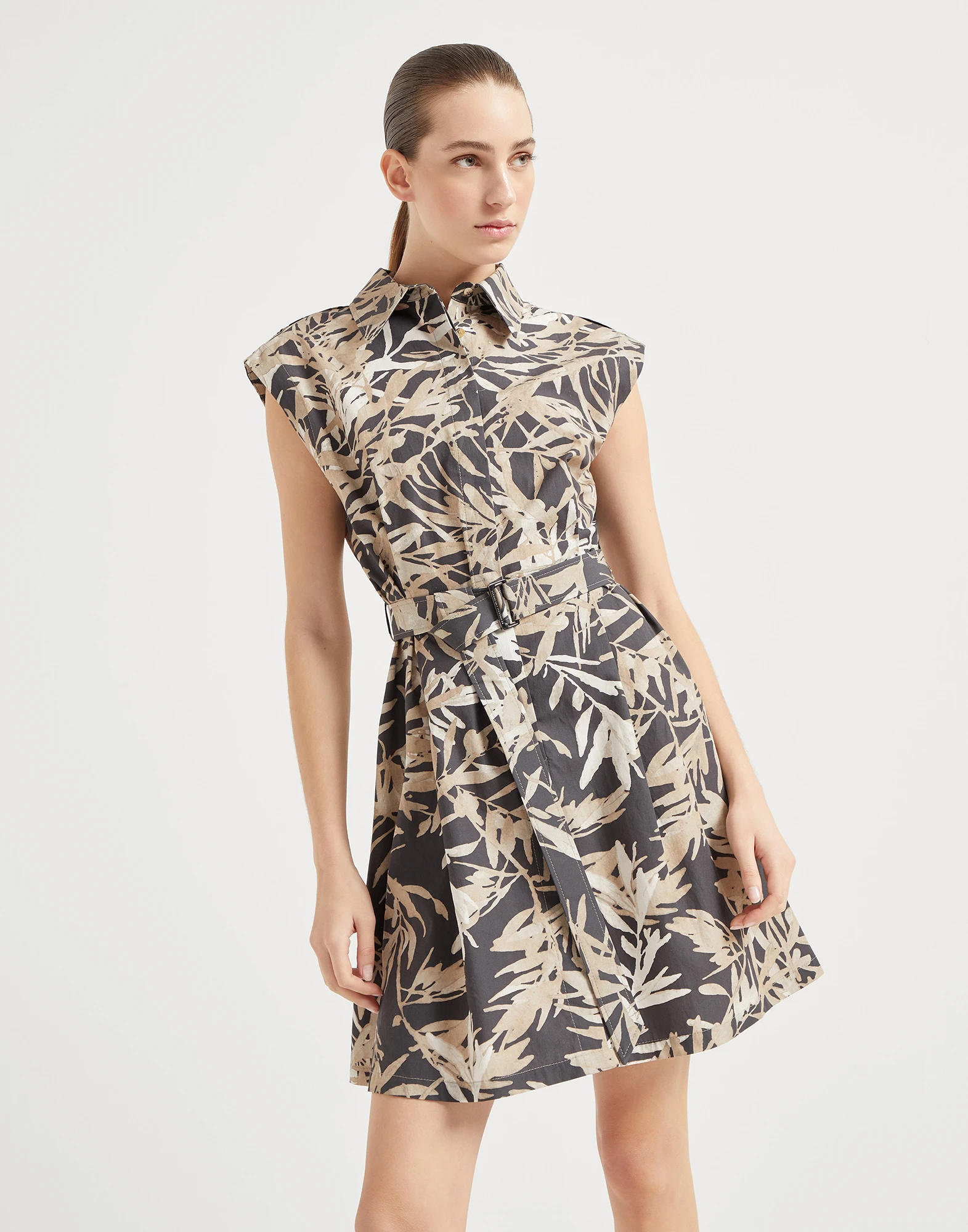 Herbarium Print Mini Chemisier dress