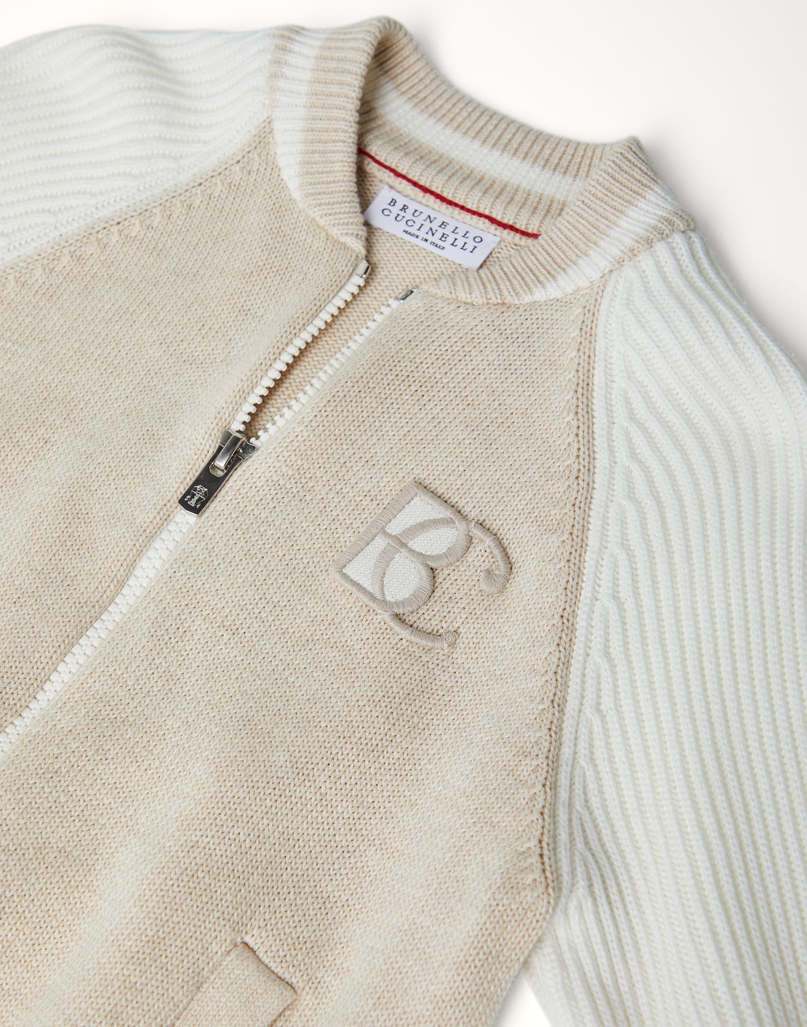 Cotton cardigan with English rib sleeves and BC Badge