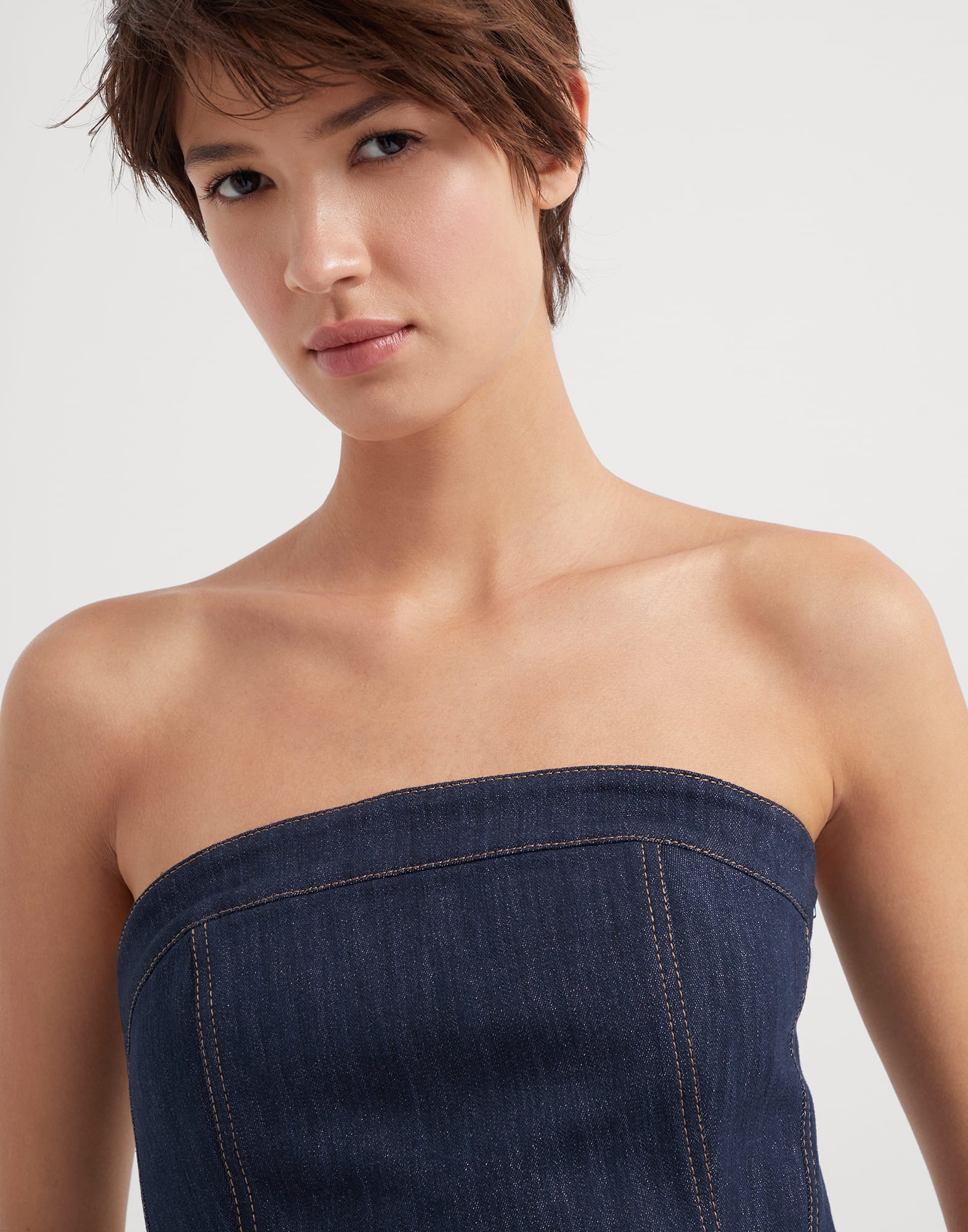 Sparkling denim bandeau top