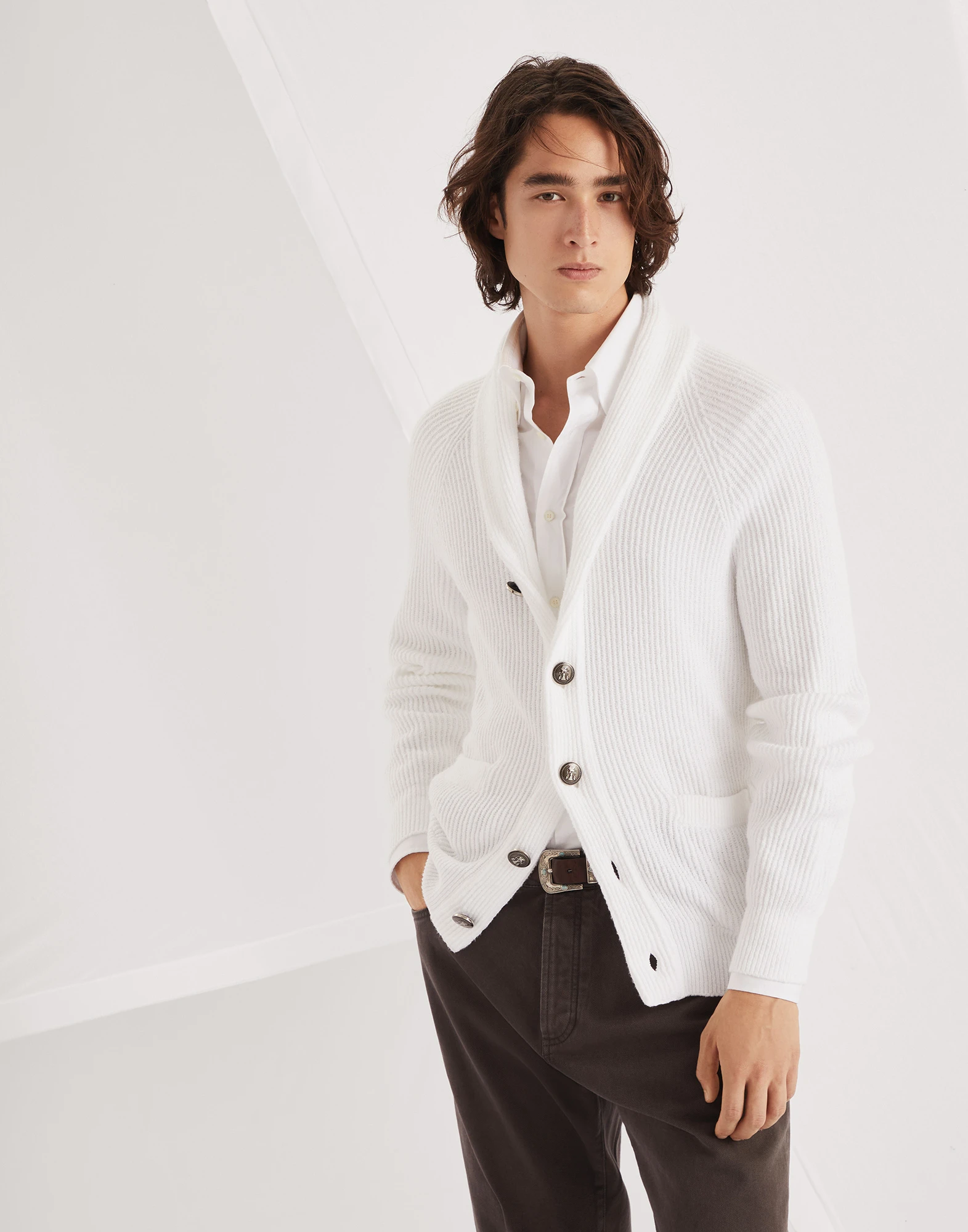 English rib knit cardigan