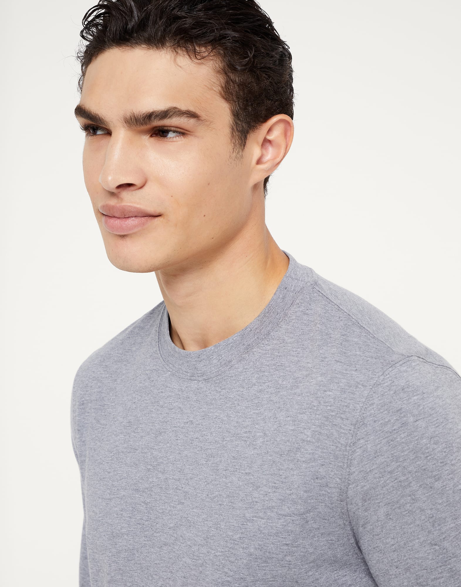 Cotton jersey long sleeve crew neck T-shirt