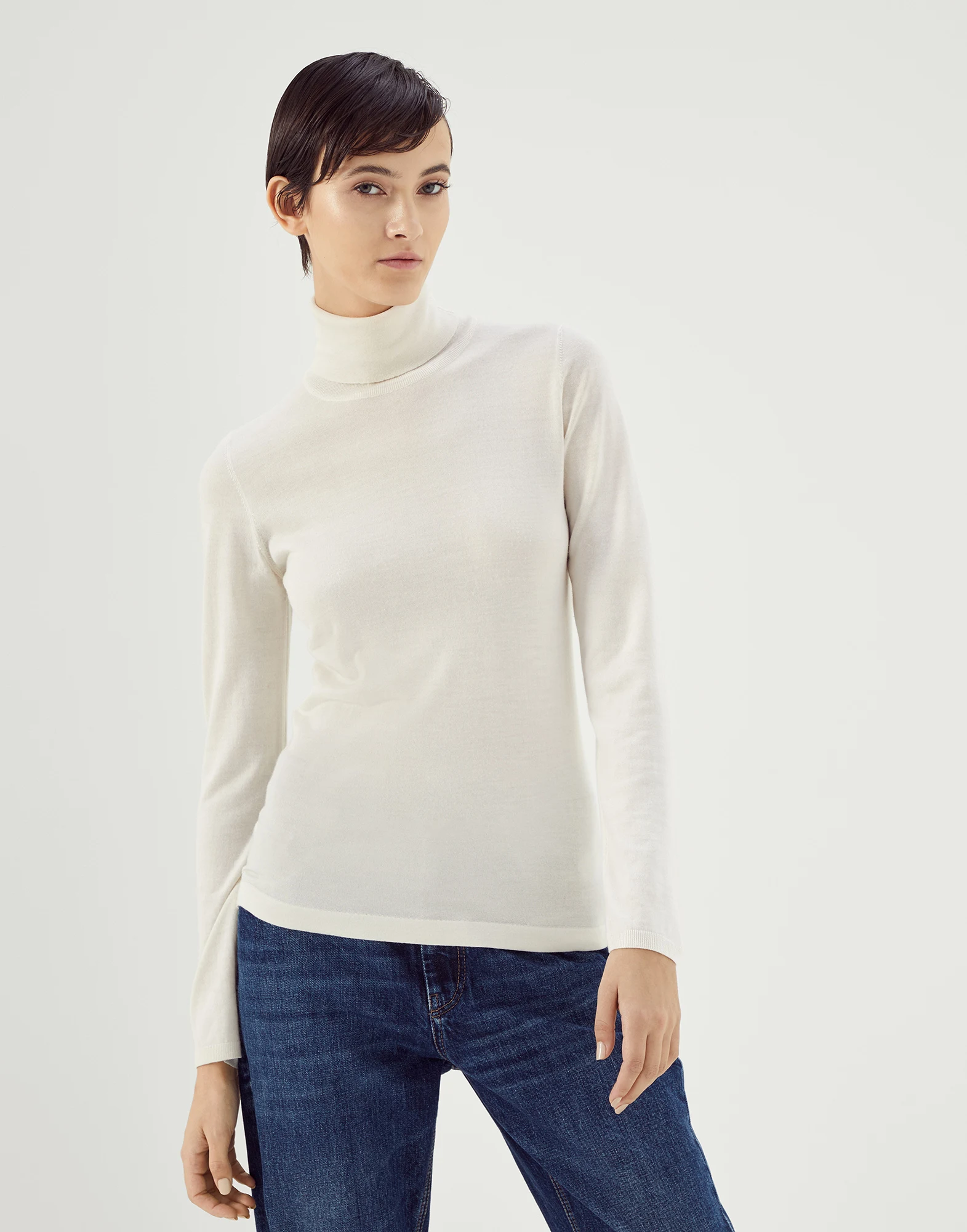 Cashmere and silk lightweight turtleneck sweater
