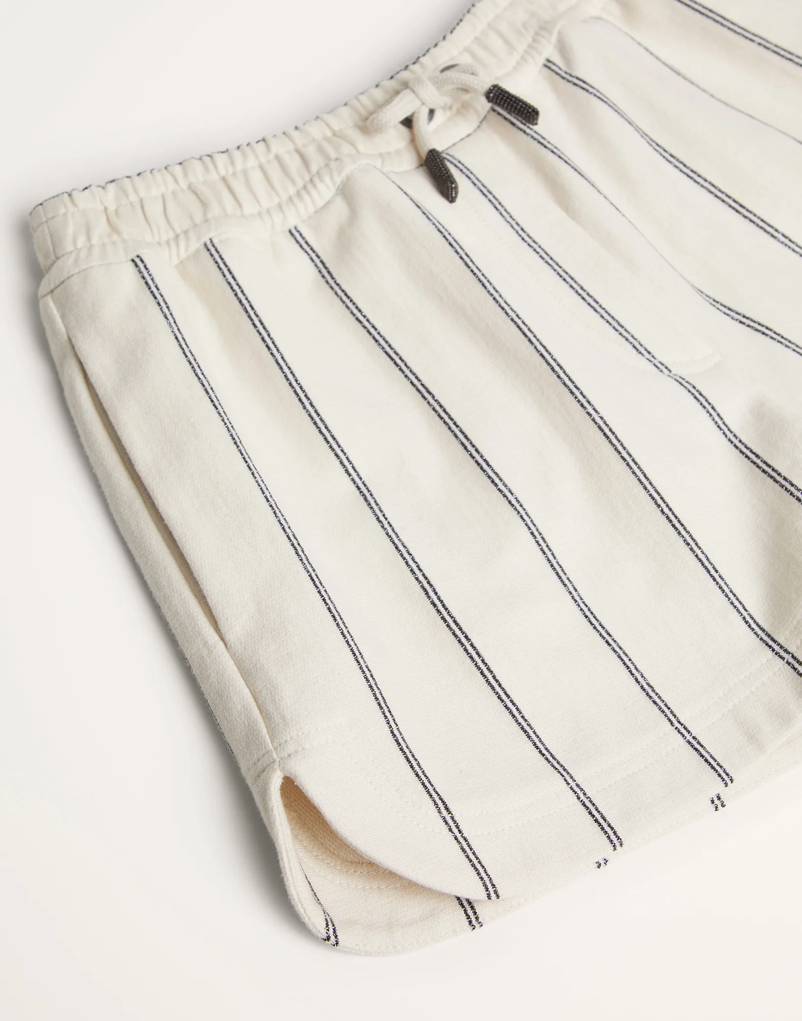 Sparkling striped French terry shorts with monili