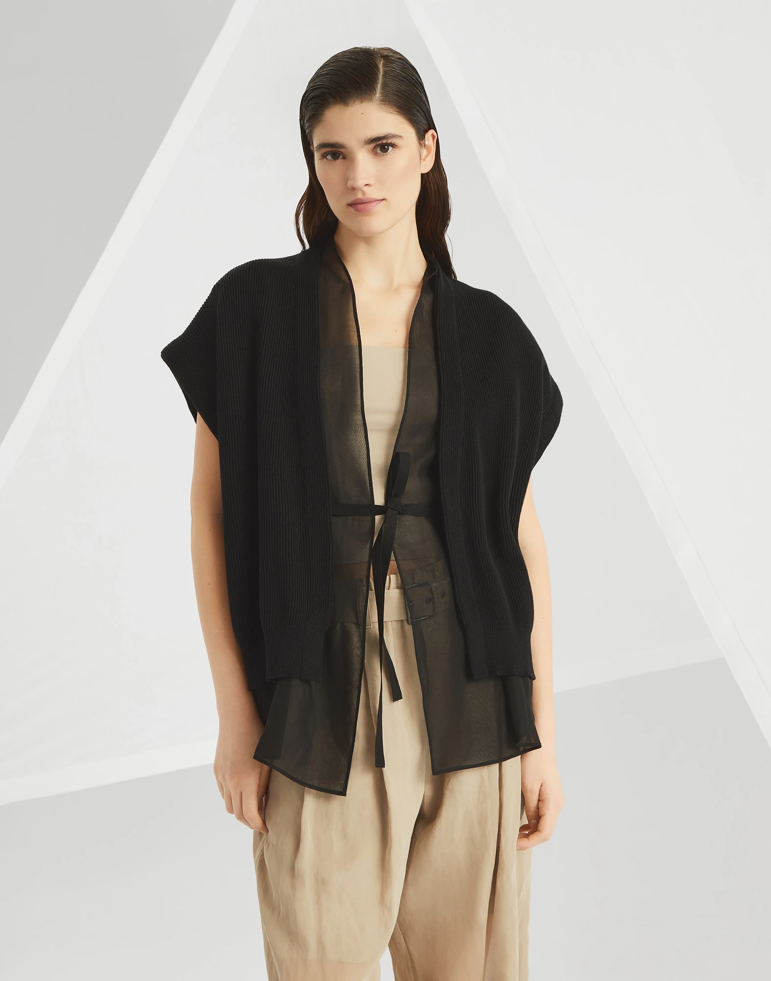 Layered Cardigan with monili