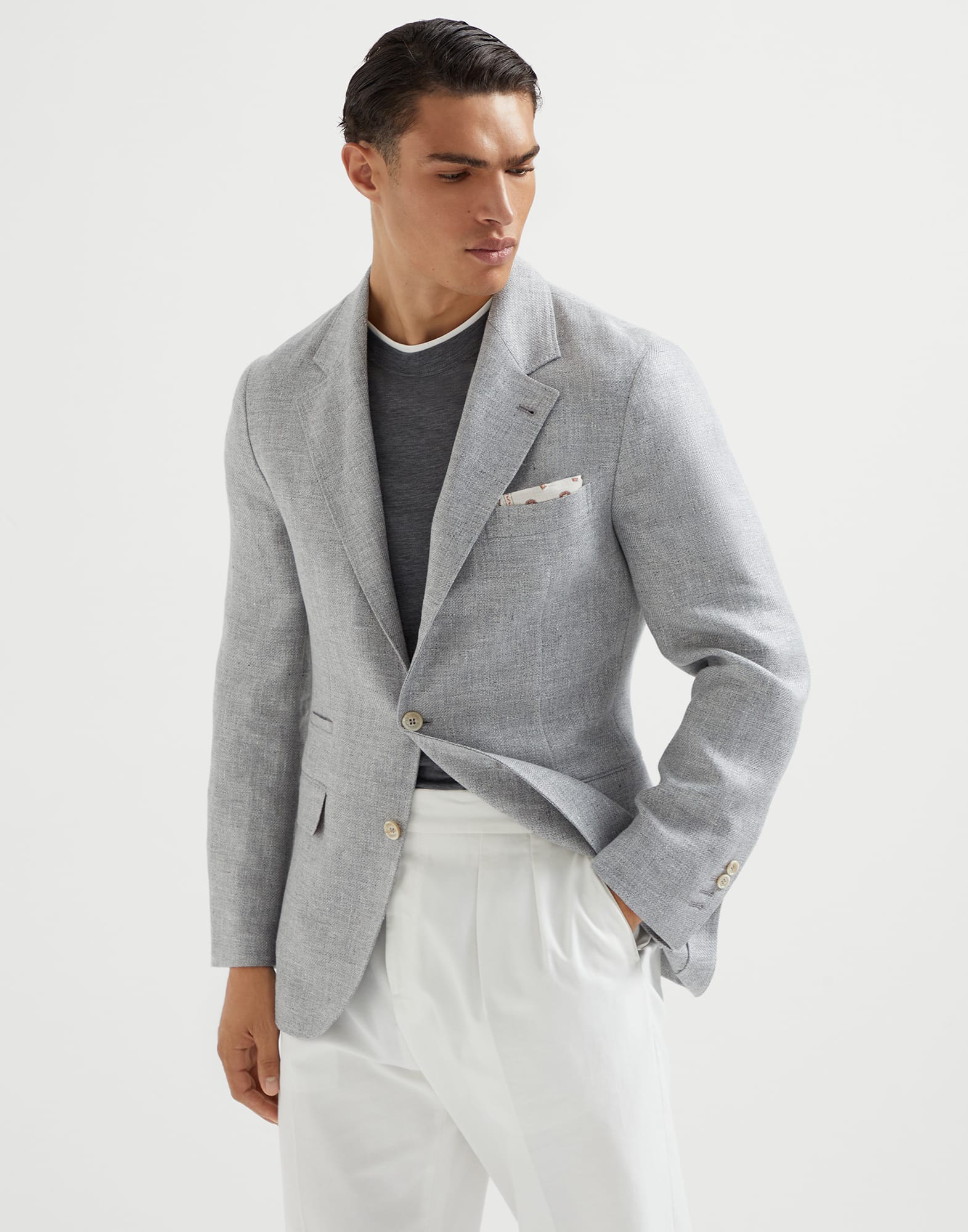 Diagonal twill unconstructed blazer