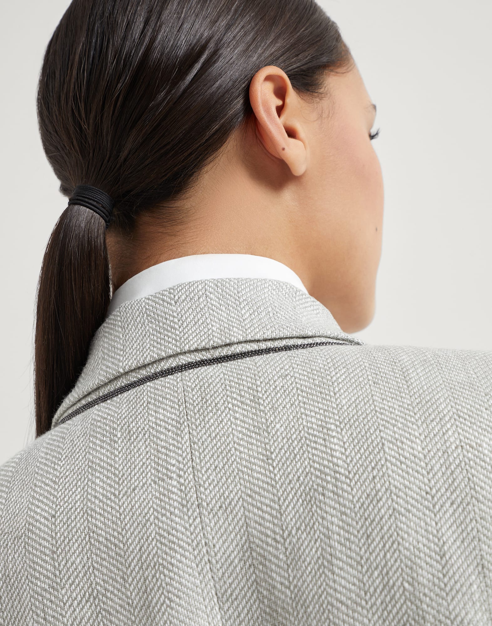 Irish linen chevron blazer with monili