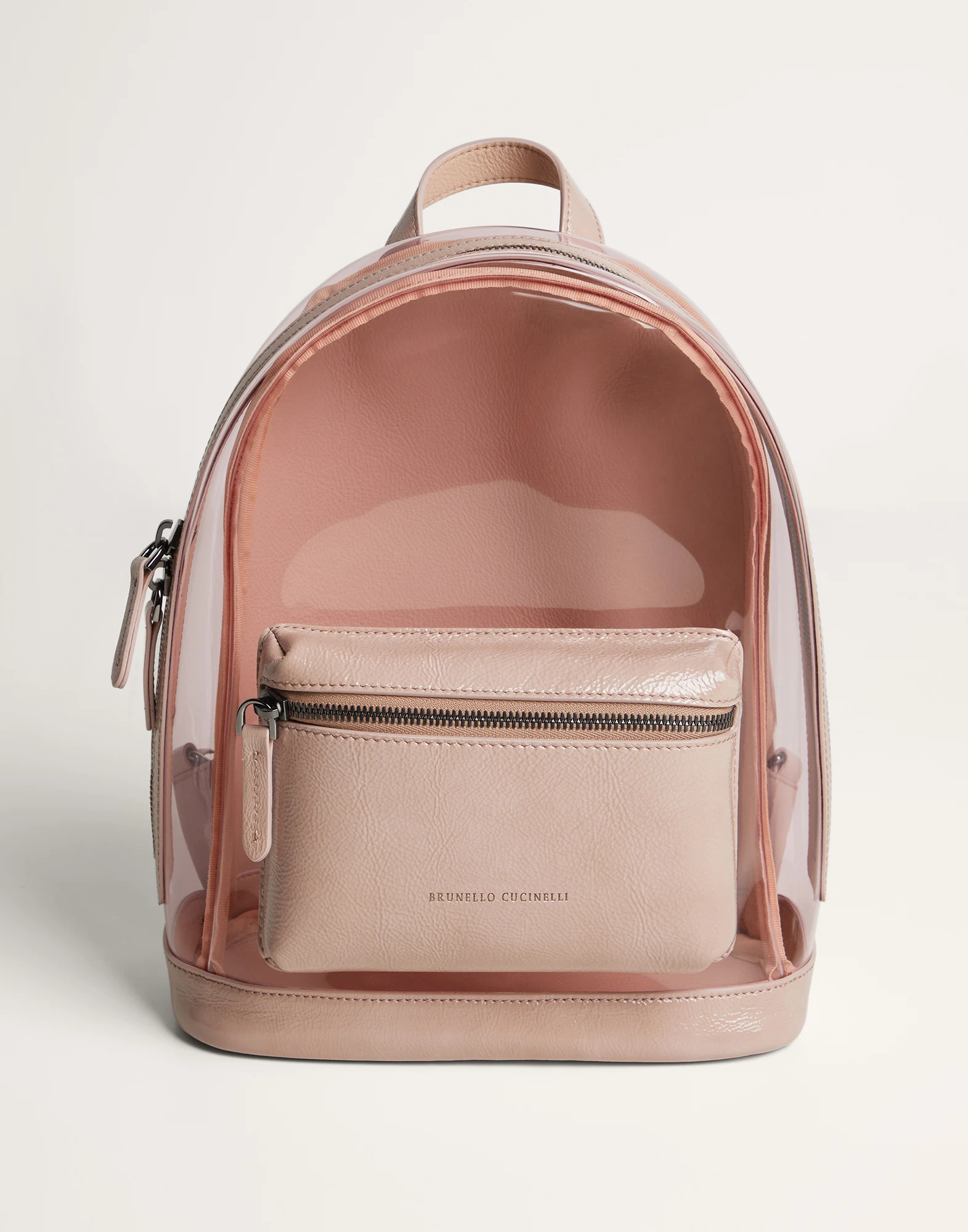 PVC and sleek leather backpack