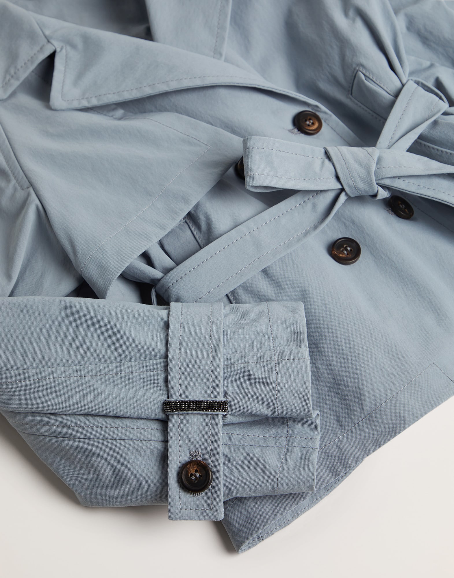 Techno canvas trench coat with monili