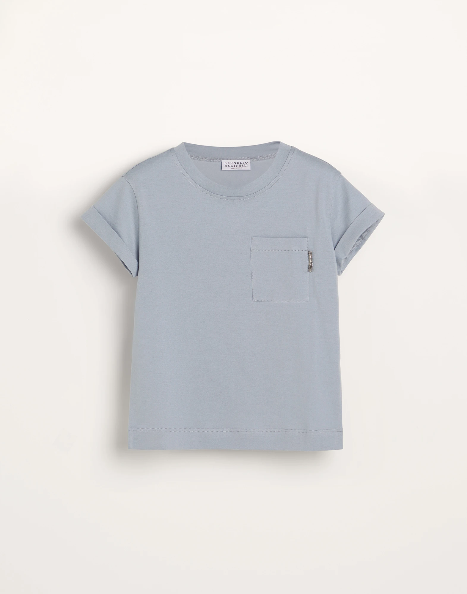 Cotton lightweight jersey T-shirt with monili