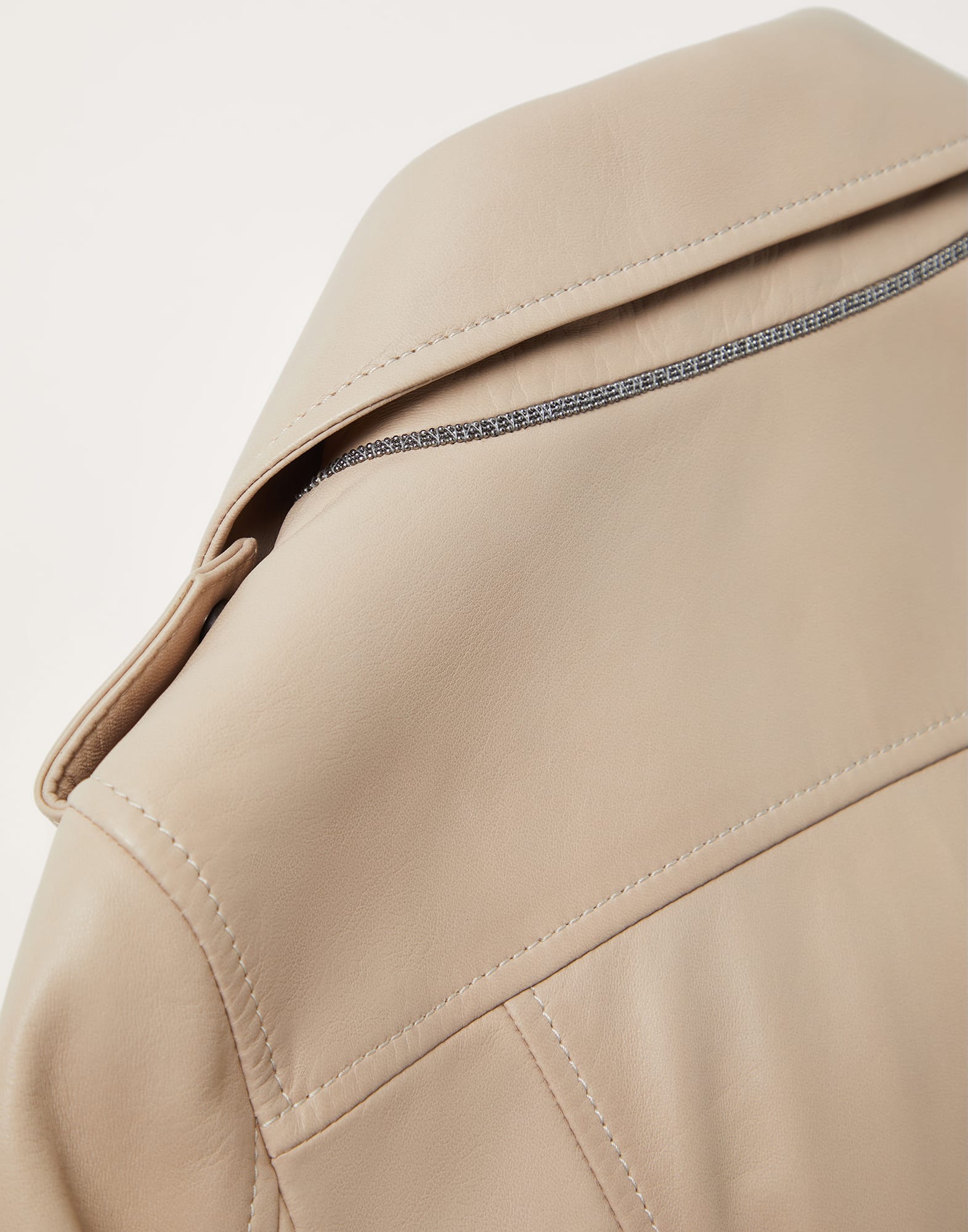 Soft nappa biker jacket with monili