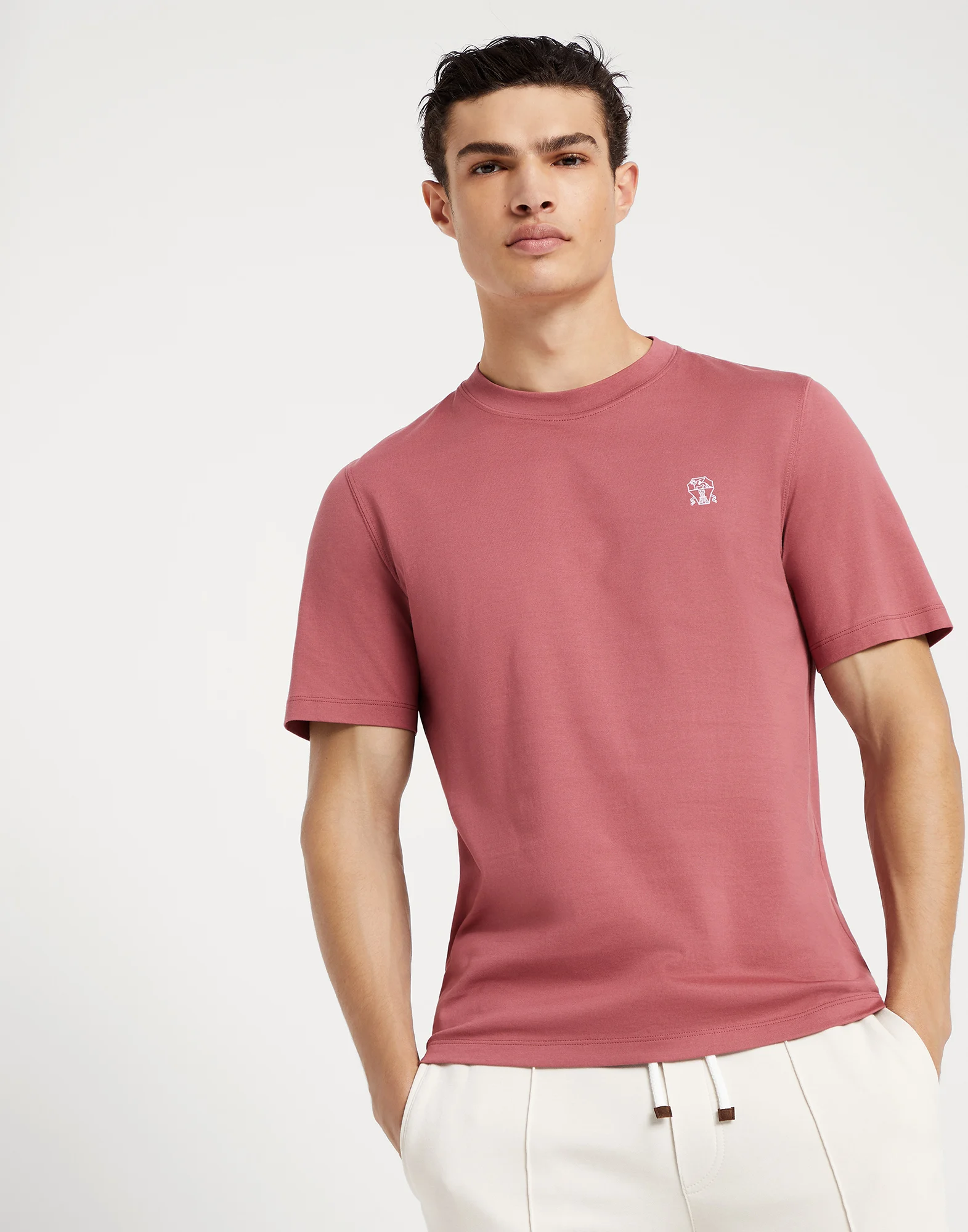 Cotton jersey crew neck T-shirt with printed logo