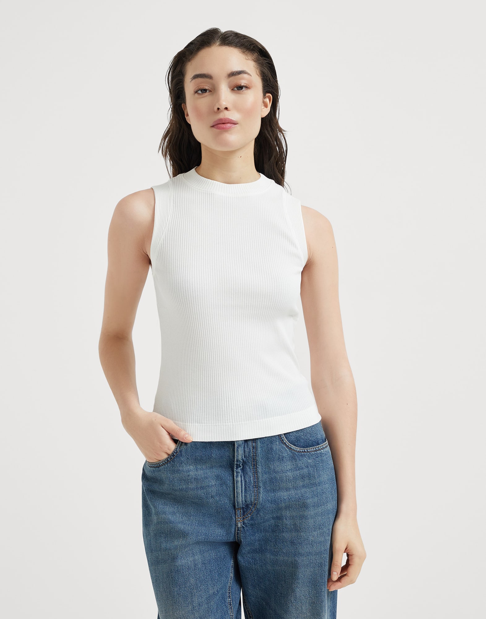 Ribbed jersey top