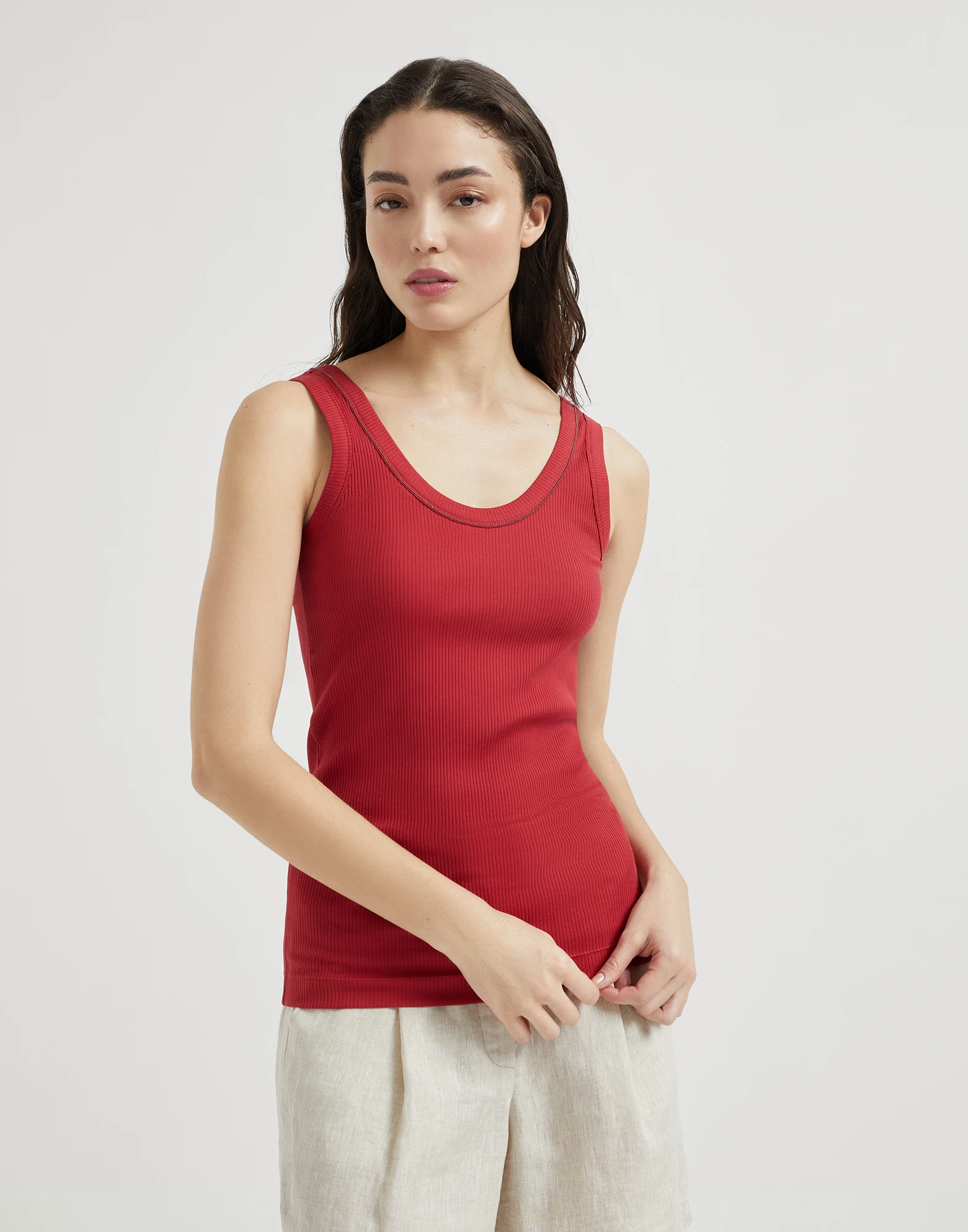 Ribbed jersey top