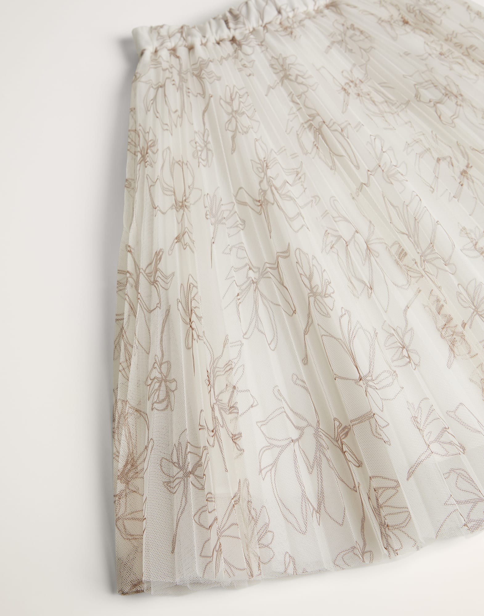 Flower doodle tulle pleated skirt