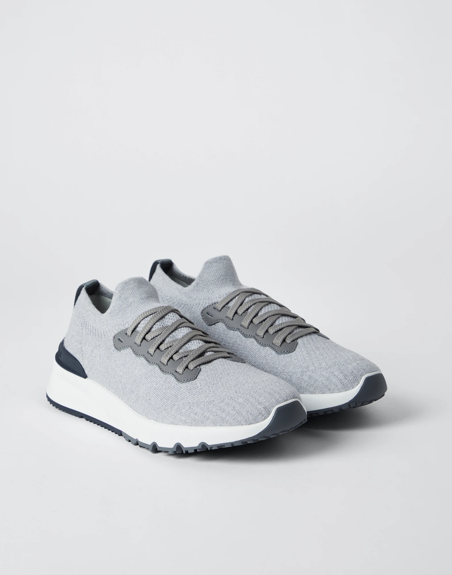 Cotton knit and semi-polished calfskin runners