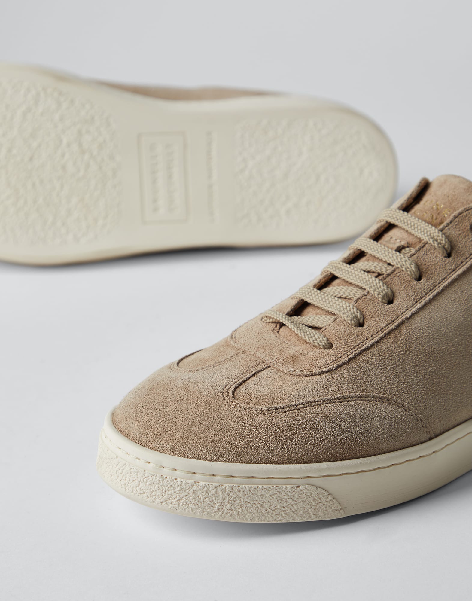 Suede sneakers with natural rubber sole