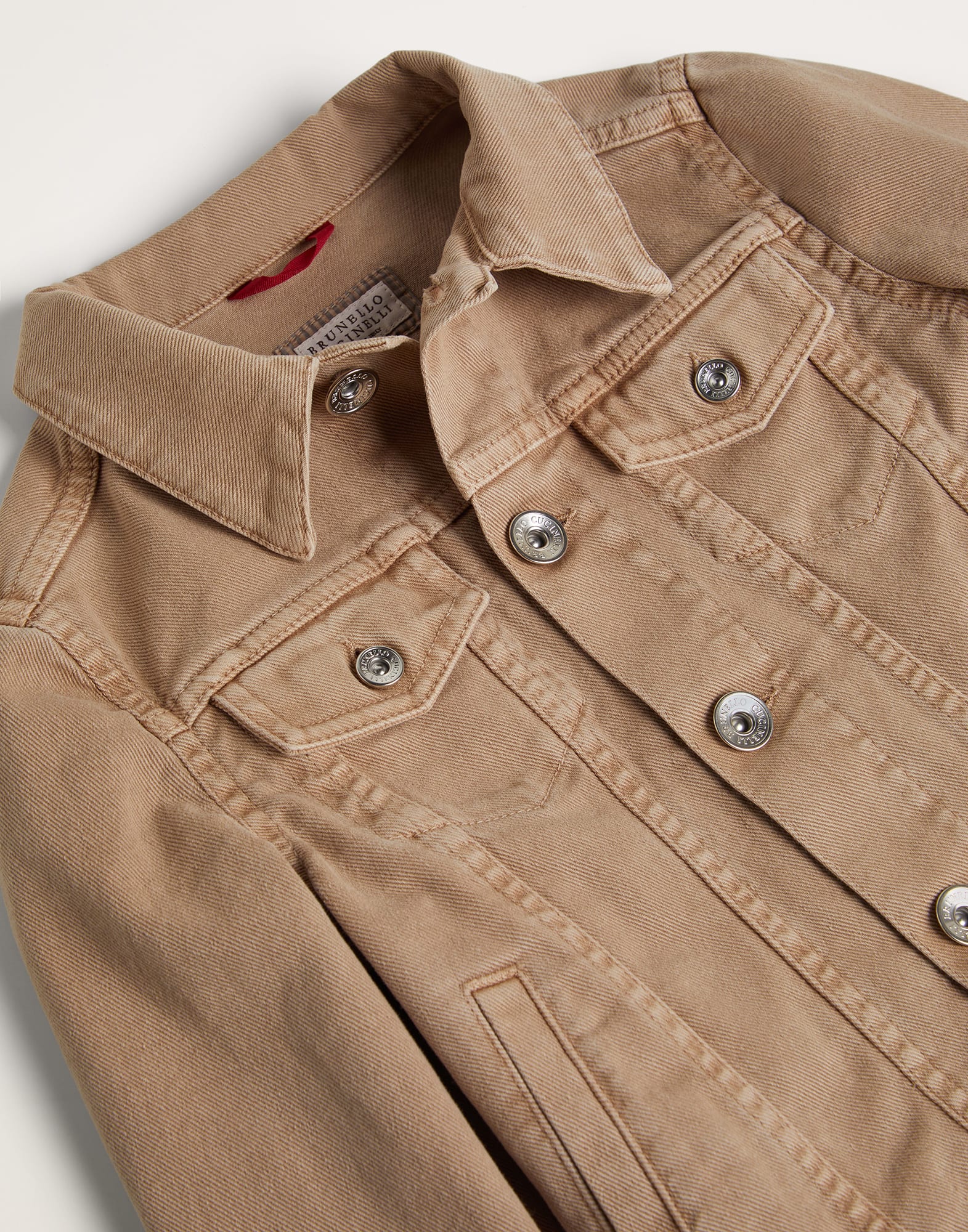 Garment-dyed four-pocket jacket in comfort cotton lightweight denim