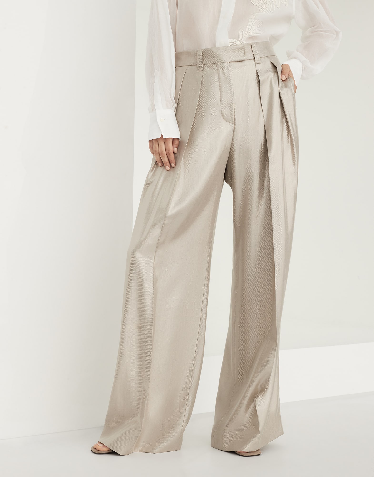 Sparkling gabardine sartorial wide trousers