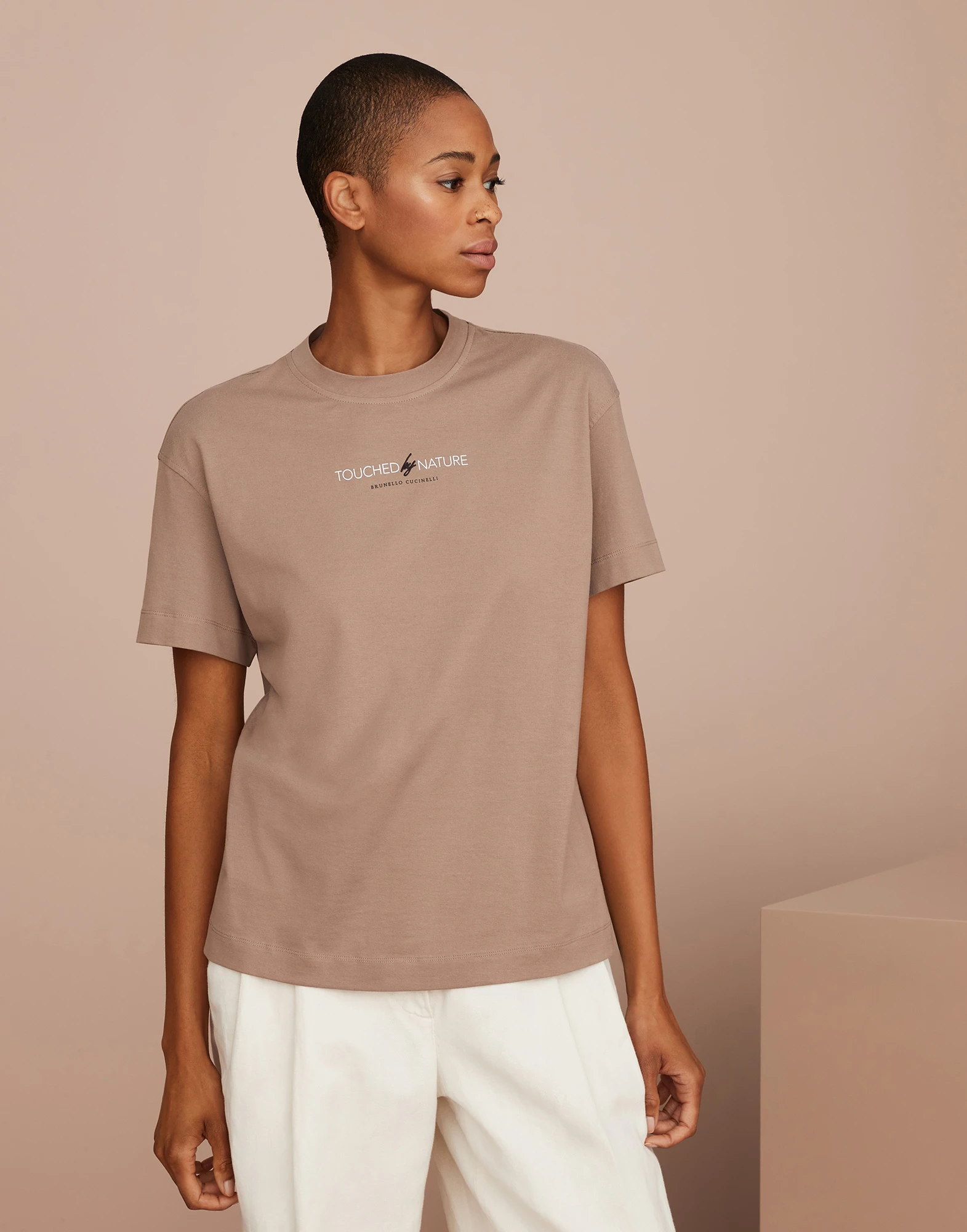 Nature T-shirt in cotton lightweight jersey with monili